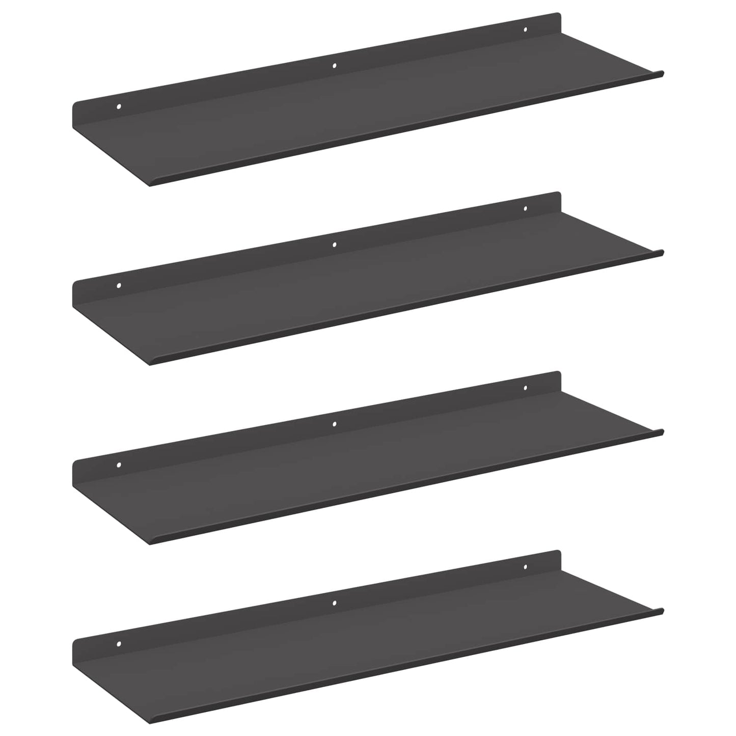 Drijvende plank Muurmontage 4 st Zwart 60 x 18 x 2,5 cm Staal