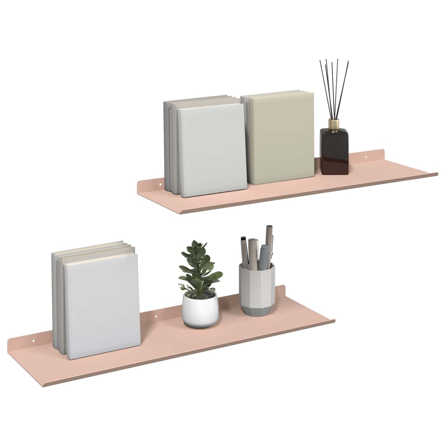 Drijvende plank 2 pcs Roze 60 x 18 x 2,5 cm Staal is nu te koop bij PeponiXL, paradijselijk wonen!