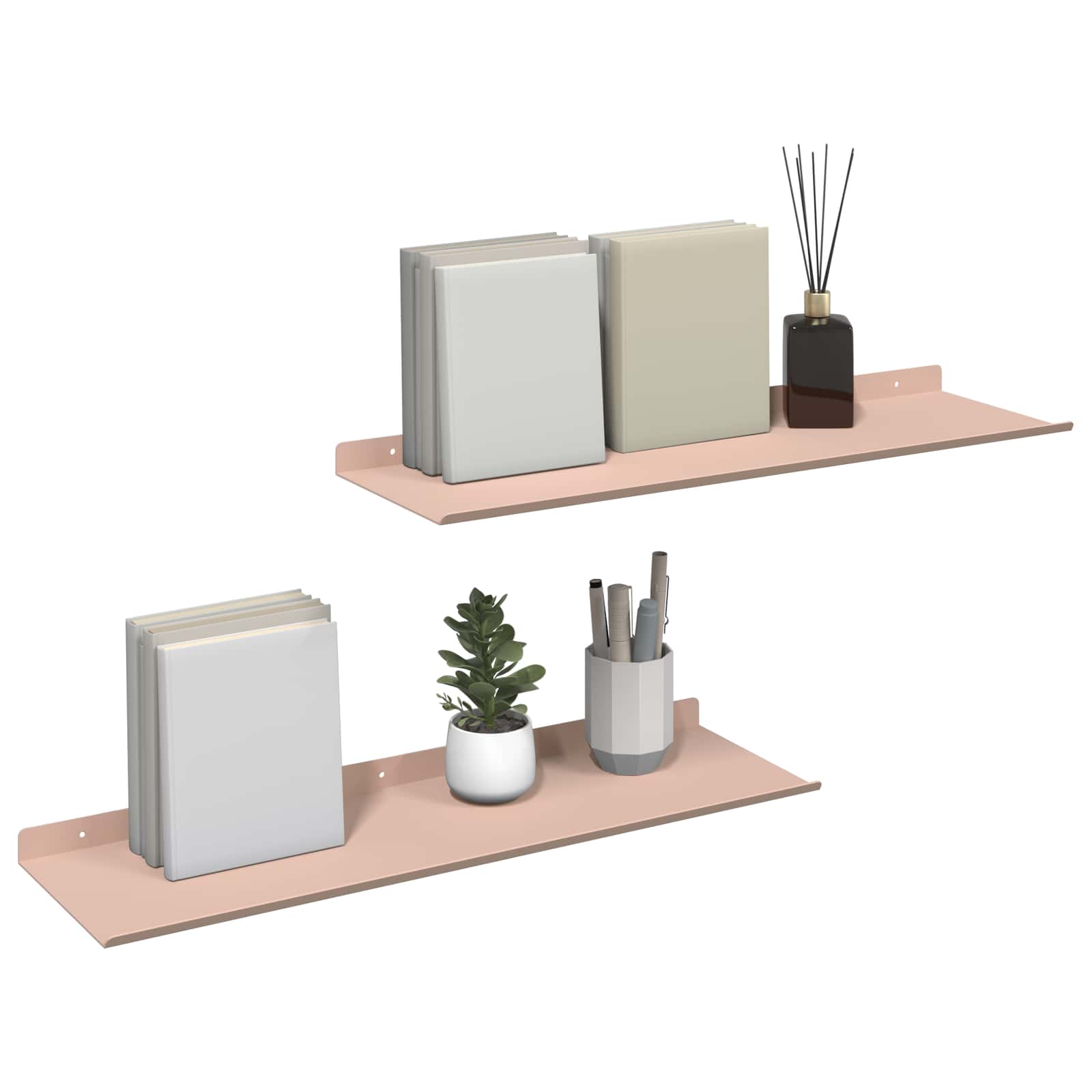 Drijvende plank 2 pcs Roze 60 x 18 x 2,5 cm Staal is nu te koop bij PeponiXL, paradijselijk wonen!