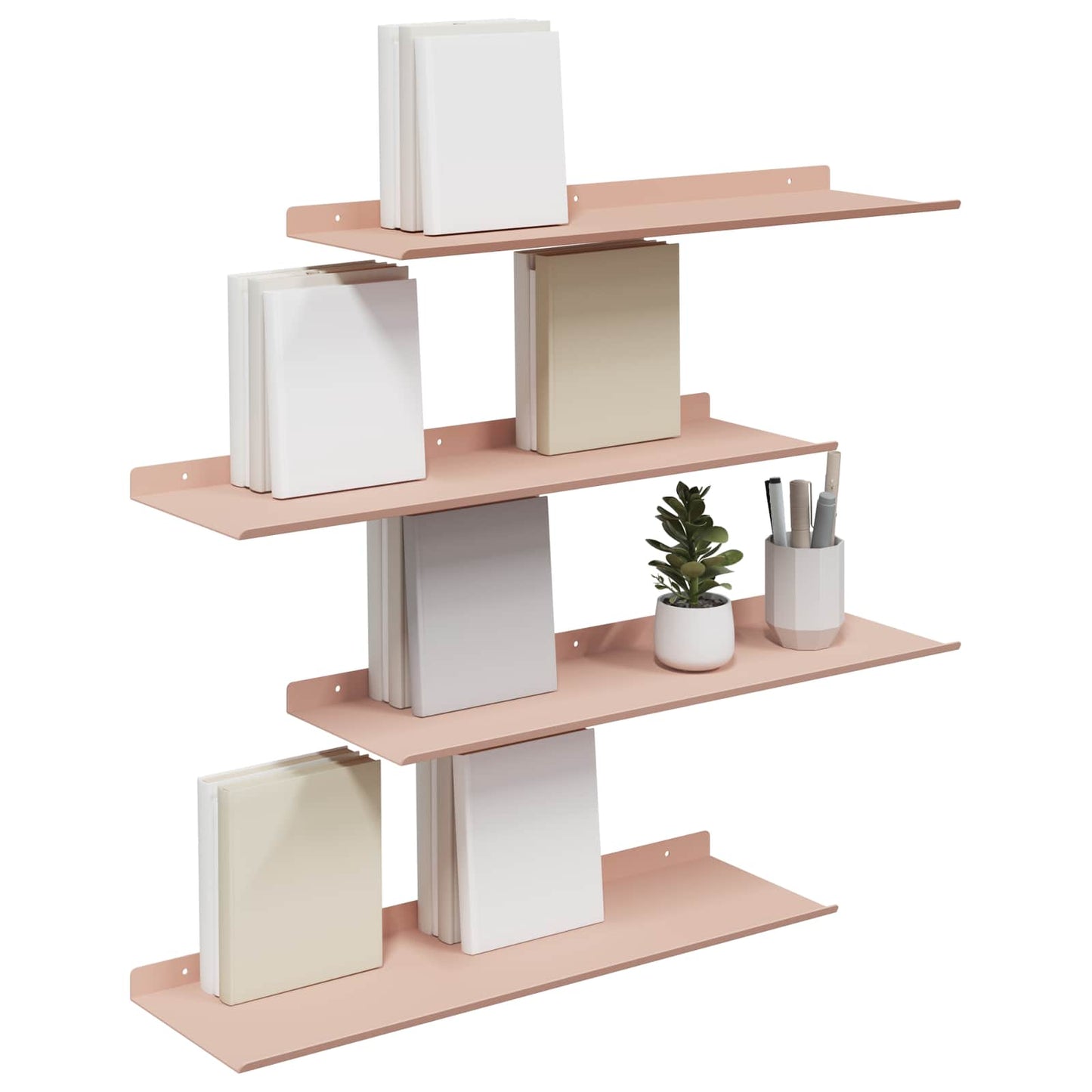 Drijvende plank 4 pcs Roze 60 x 18 x 2,5 cm Staal is nu te koop bij PeponiXL, paradijselijk wonen!