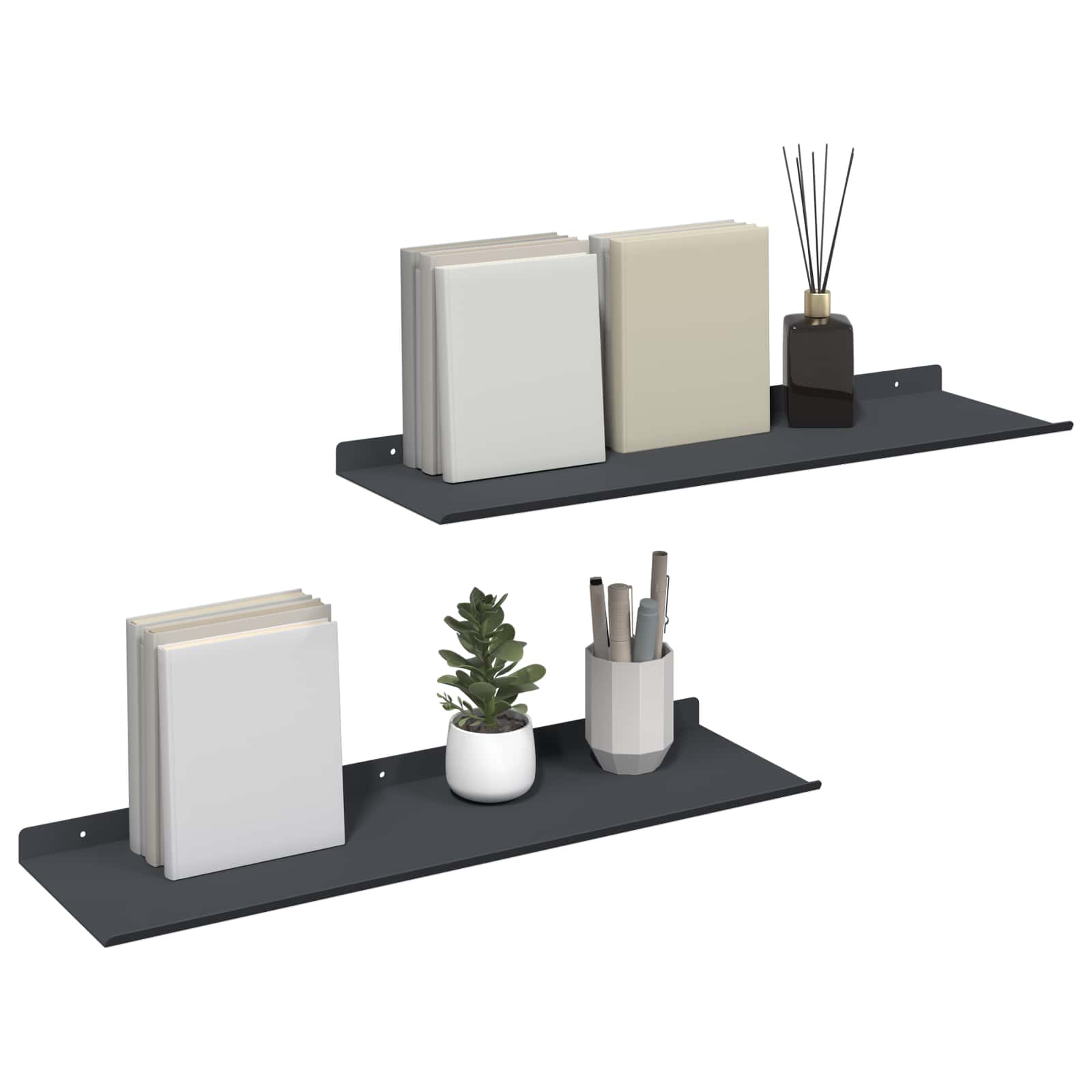 Drijvende plank 2 pcs Antraciet 60 x 18 x 2,5 cm Staal is nu te koop bij PeponiXL, paradijselijk wonen!