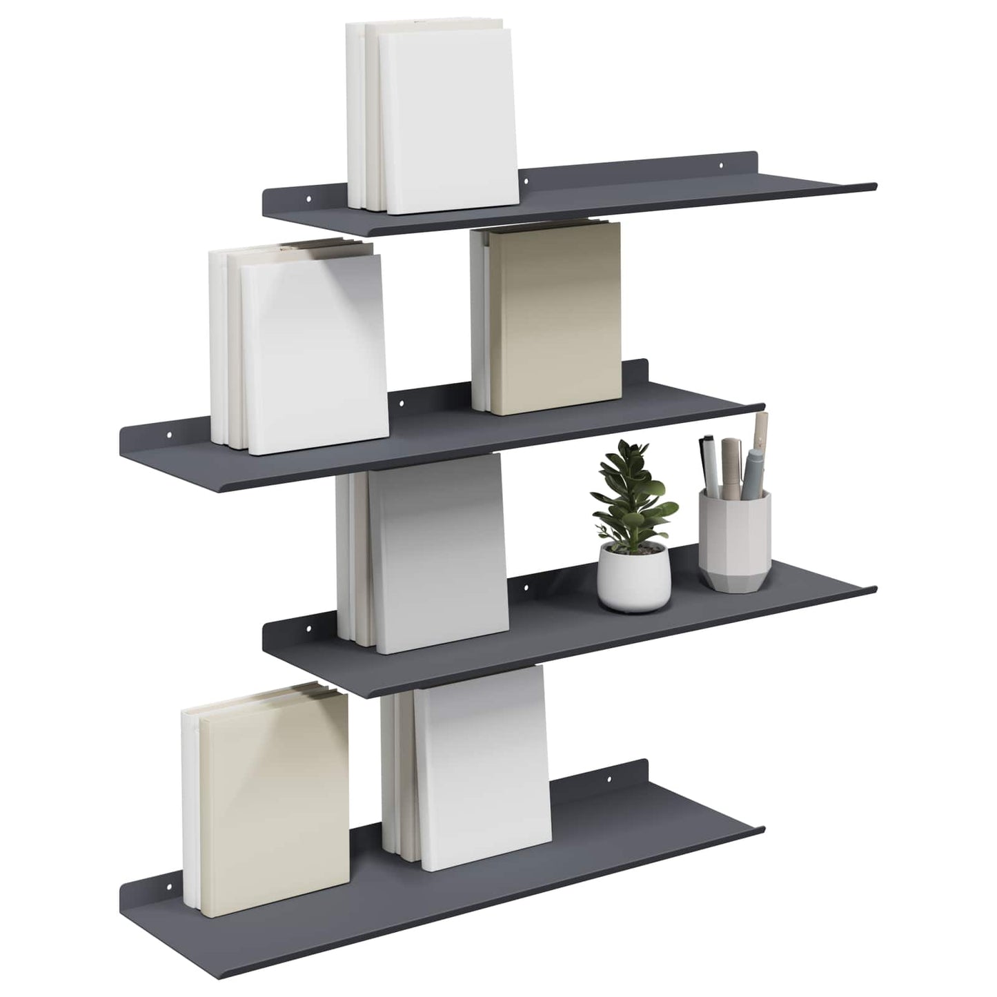 Drijvende plank 4 pcs Antraciet 60 x 18 x 2,5 cm Staal is nu te koop bij PeponiXL, paradijselijk wonen!