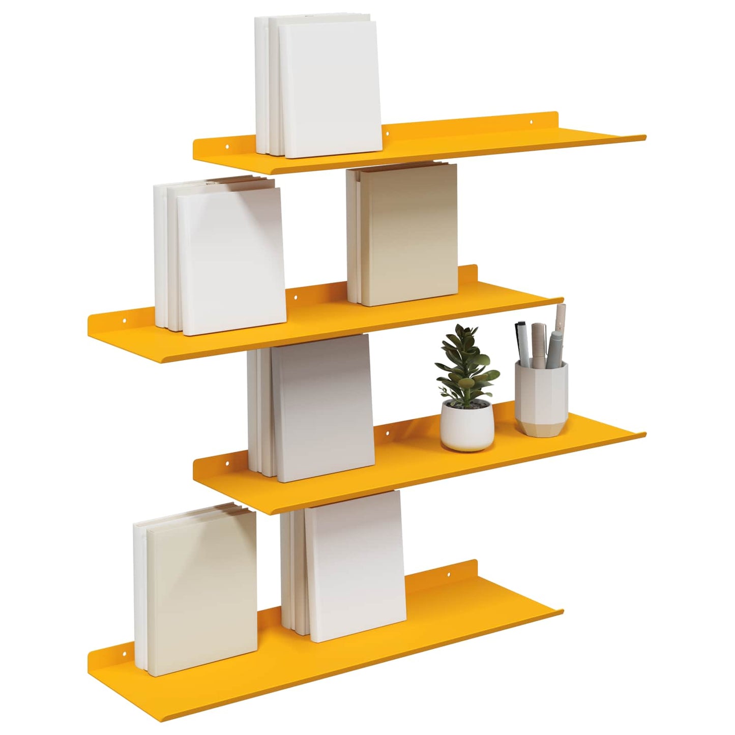 Drijvende plank 4 pcs Mosterdgeel 60 x 18 x 2,5 cm Staal is nu te koop bij PeponiXL, paradijselijk wonen!