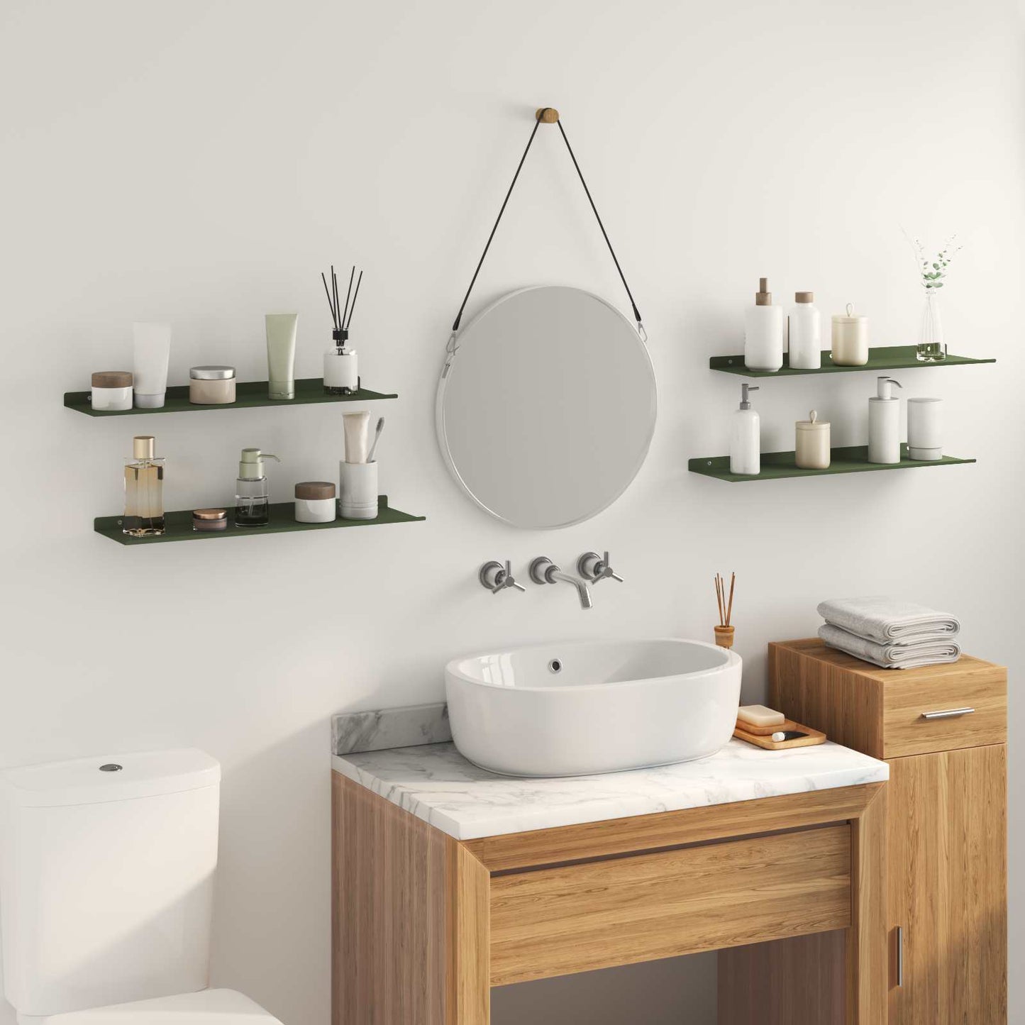 Drijvende plank 4 pcs Olijf Groen 60 x 18 x 2,5 cm Staal is nu te koop bij PeponiXL, paradijselijk wonen!