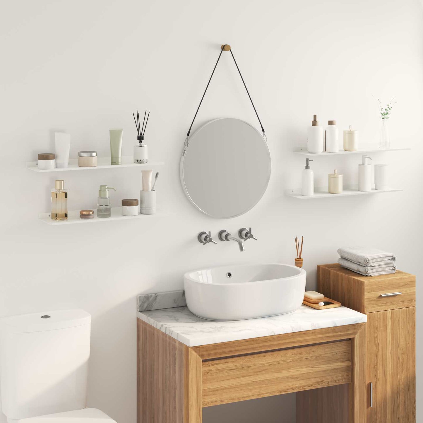 Drijvende plank Wandgemonteerd 4 pcs Wit 60 x 18 x 2,5 cm Staal is nu te koop bij PeponiXL, paradijselijk wonen!