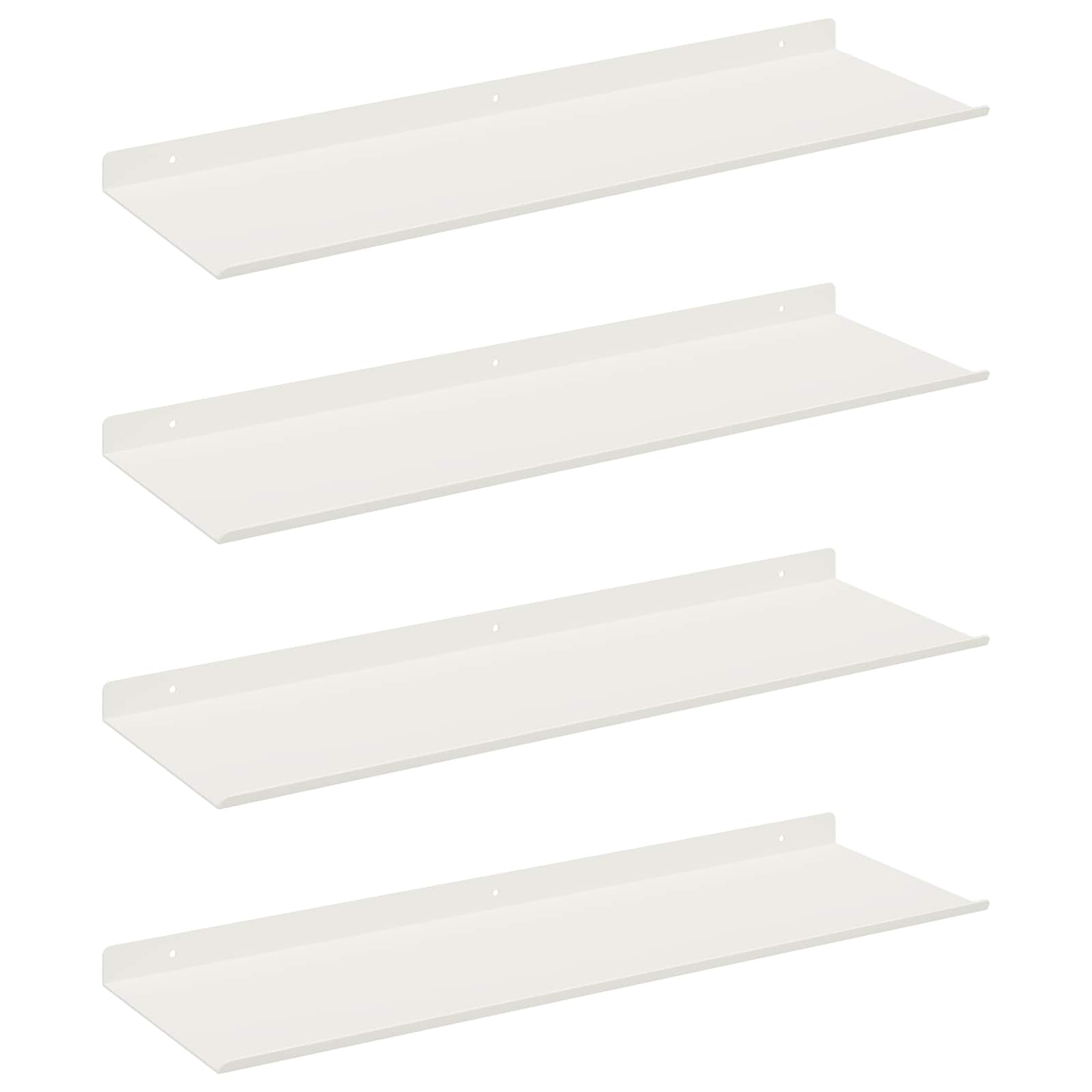 Drijvende plank Wandgemonteerd 4 pcs Wit 60 x 18 x 2,5 cm Staal is nu te koop bij PeponiXL, paradijselijk wonen!