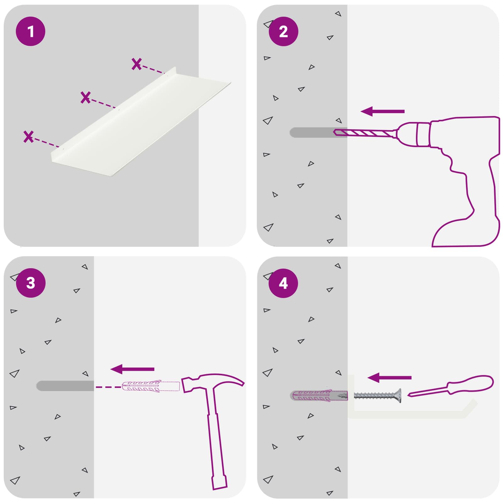 Drijvende plank Wandgemonteerd 4 pcs Wit 60 x 18 x 2,5 cm Staal is nu te koop bij PeponiXL, paradijselijk wonen!