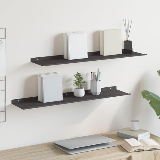 Drijvende plank Muurmontage 2 st Zwart 80 x 18 x 2,5 cm Staal is nu te koop bij PeponiXL, paradijselijk wonen!
