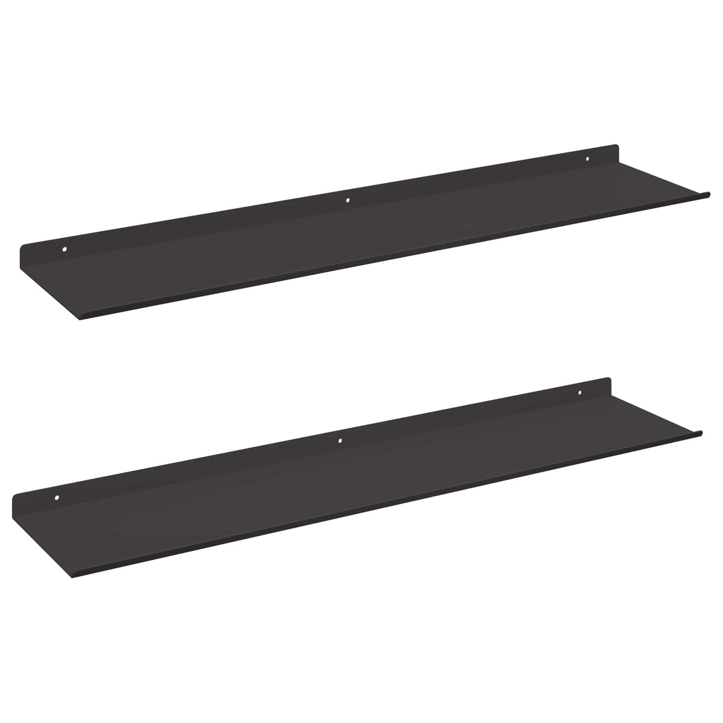 Drijvende plank Muurmontage 2 st Zwart 80 x 18 x 2,5 cm Staal