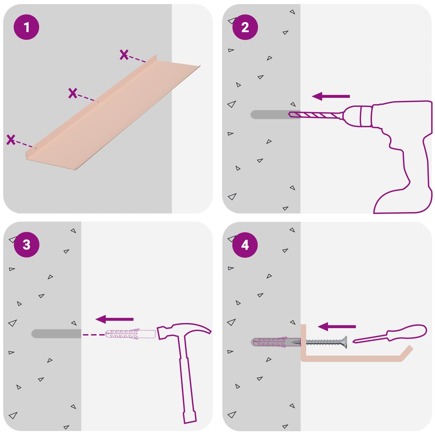Drijvende plank 2 pcs Roze 80 x 18 x 2,5 cm Staal is nu te koop bij PeponiXL, paradijselijk wonen!