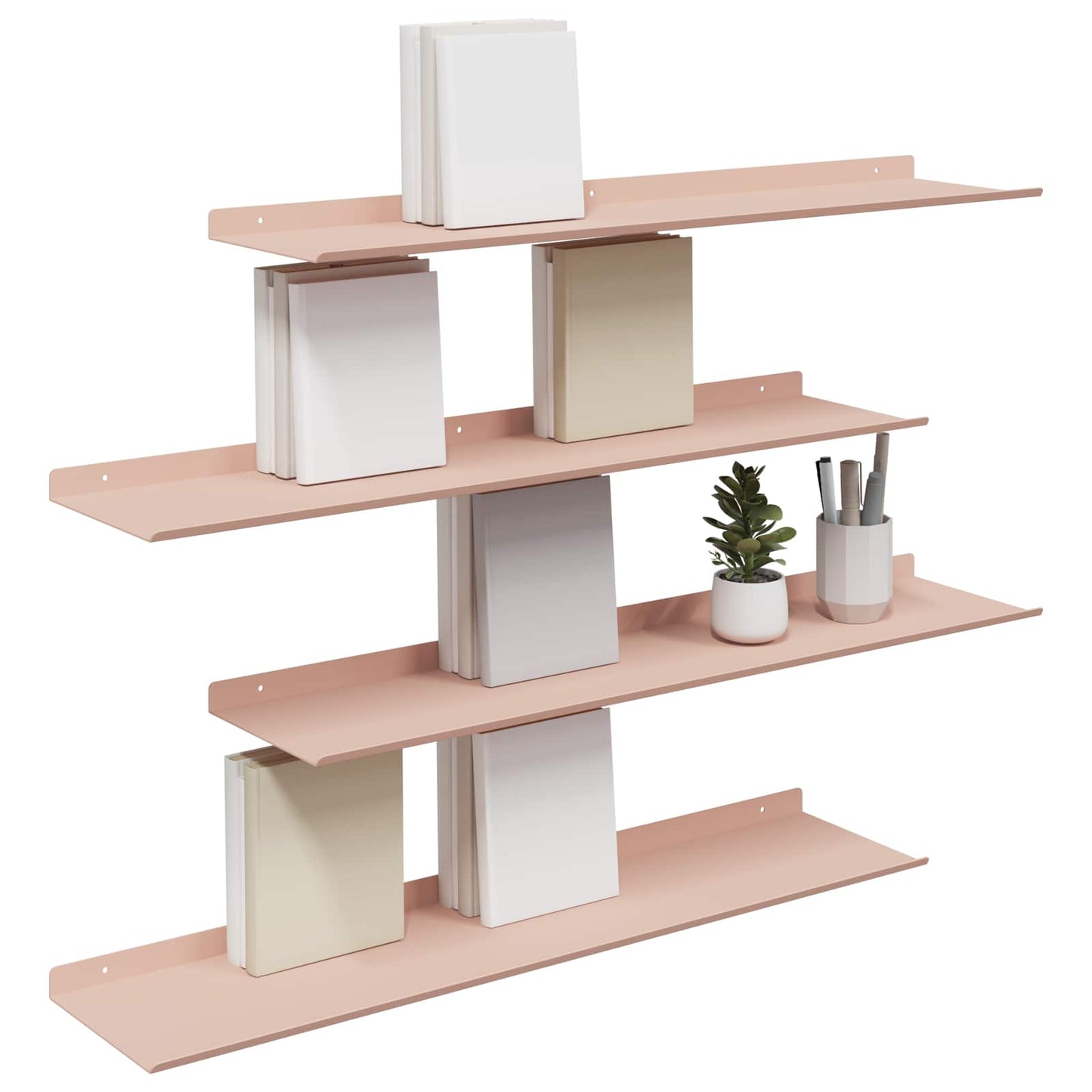 Drijvende plank 4 pcs Roze 80 x 18 x 2,5 cm Staal is nu te koop bij PeponiXL, paradijselijk wonen!