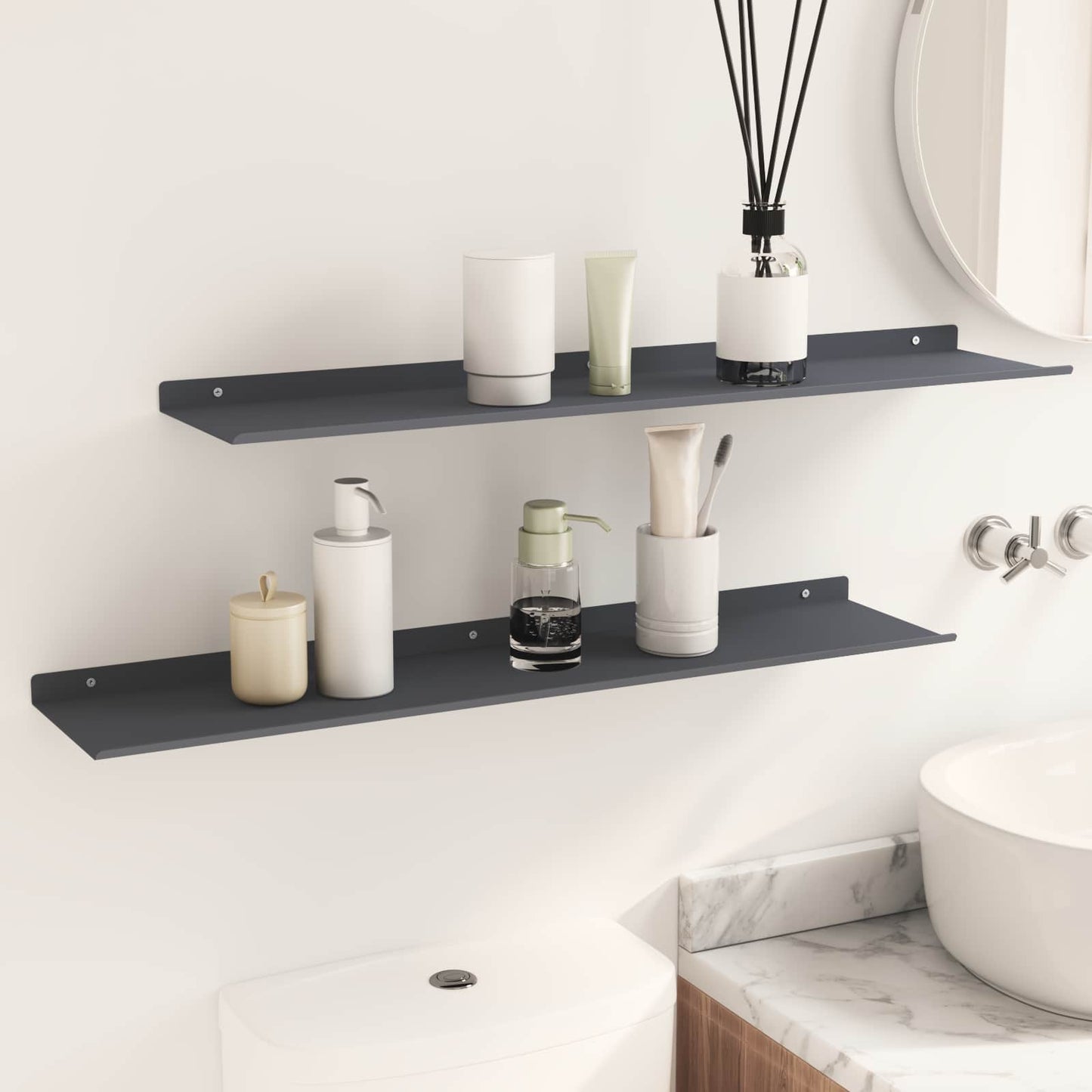 Drijvende plank Muurmontage 2 st Antraciet 80 x 18 x 2,5 cm is nu te koop bij PeponiXL, paradijselijk wonen!