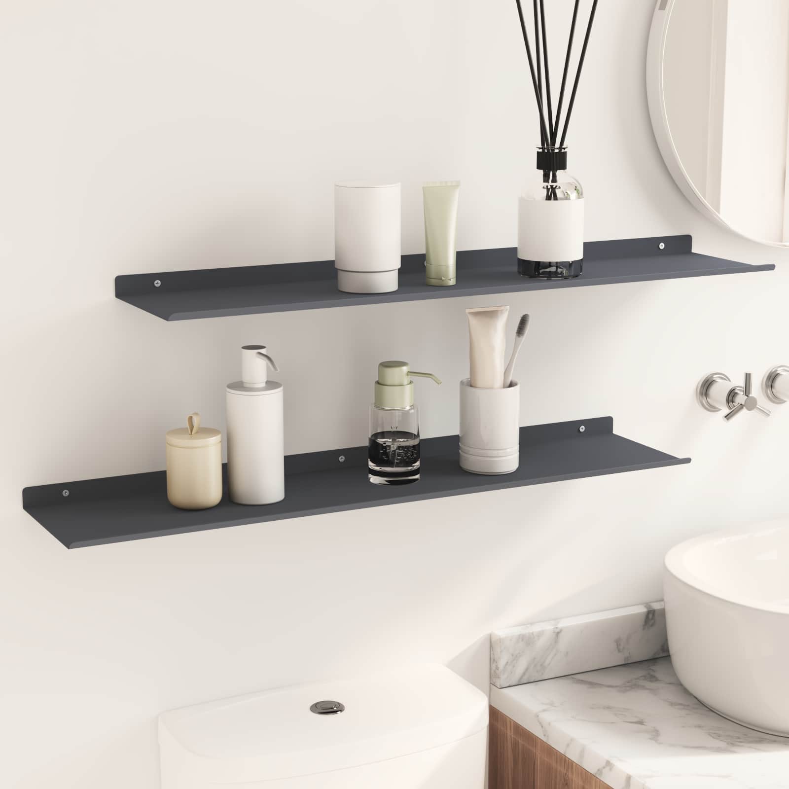 Drijvende plank Muurmontage 2 st Antraciet 80 x 18 x 2,5 cm is nu te koop bij PeponiXL, paradijselijk wonen!