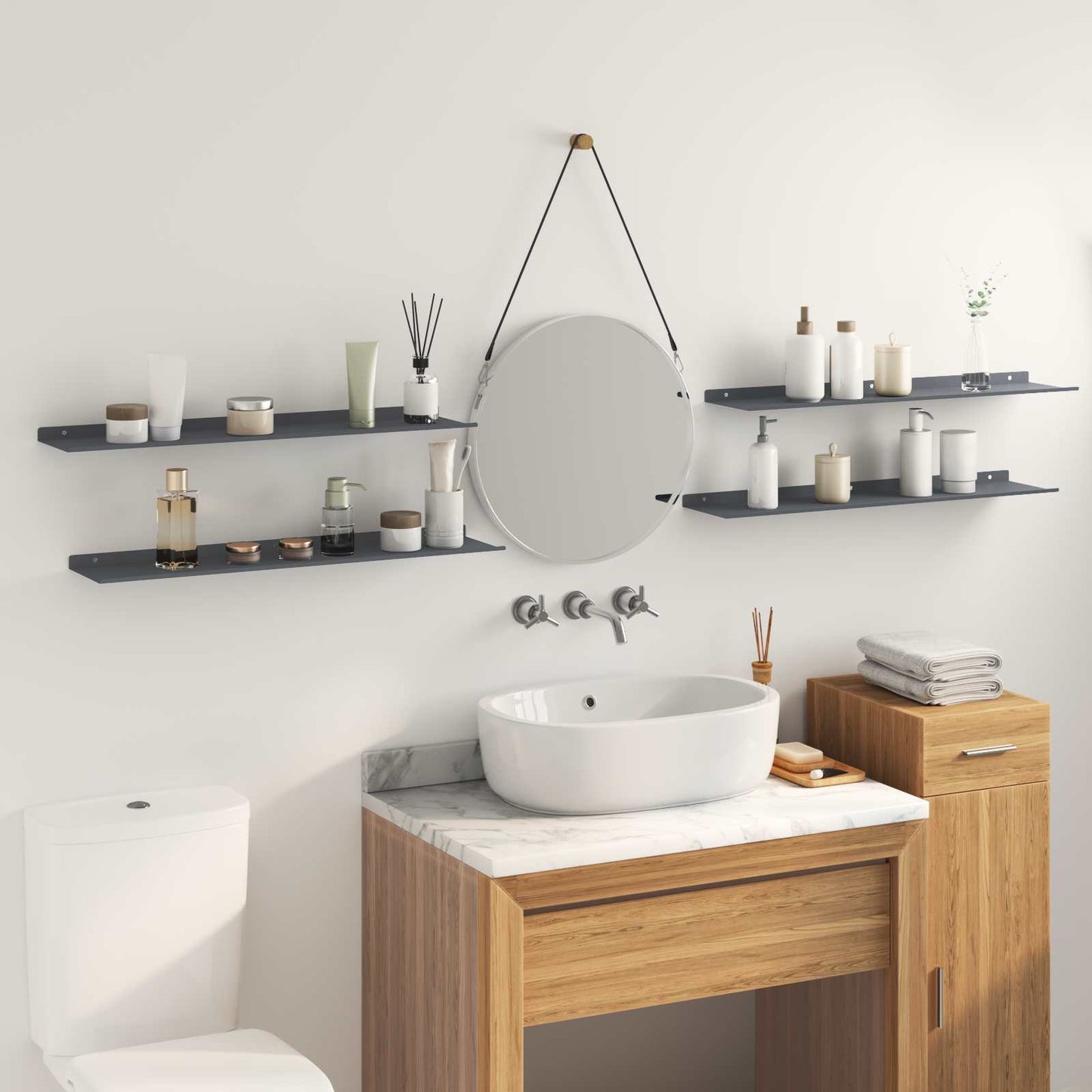 Drijvende plank 4 pcs Antraciet 80 x 18 x 2,5 cm Staal is nu te koop bij PeponiXL, paradijselijk wonen!