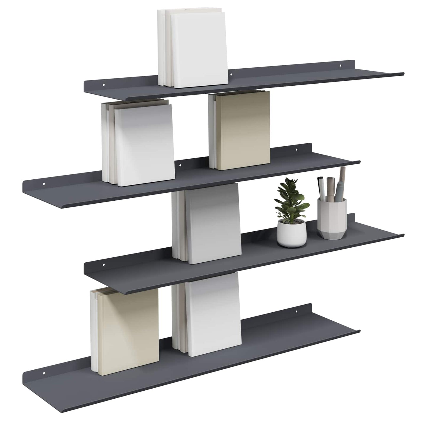 Drijvende plank 4 pcs Antraciet 80 x 18 x 2,5 cm Staal is nu te koop bij PeponiXL, paradijselijk wonen!