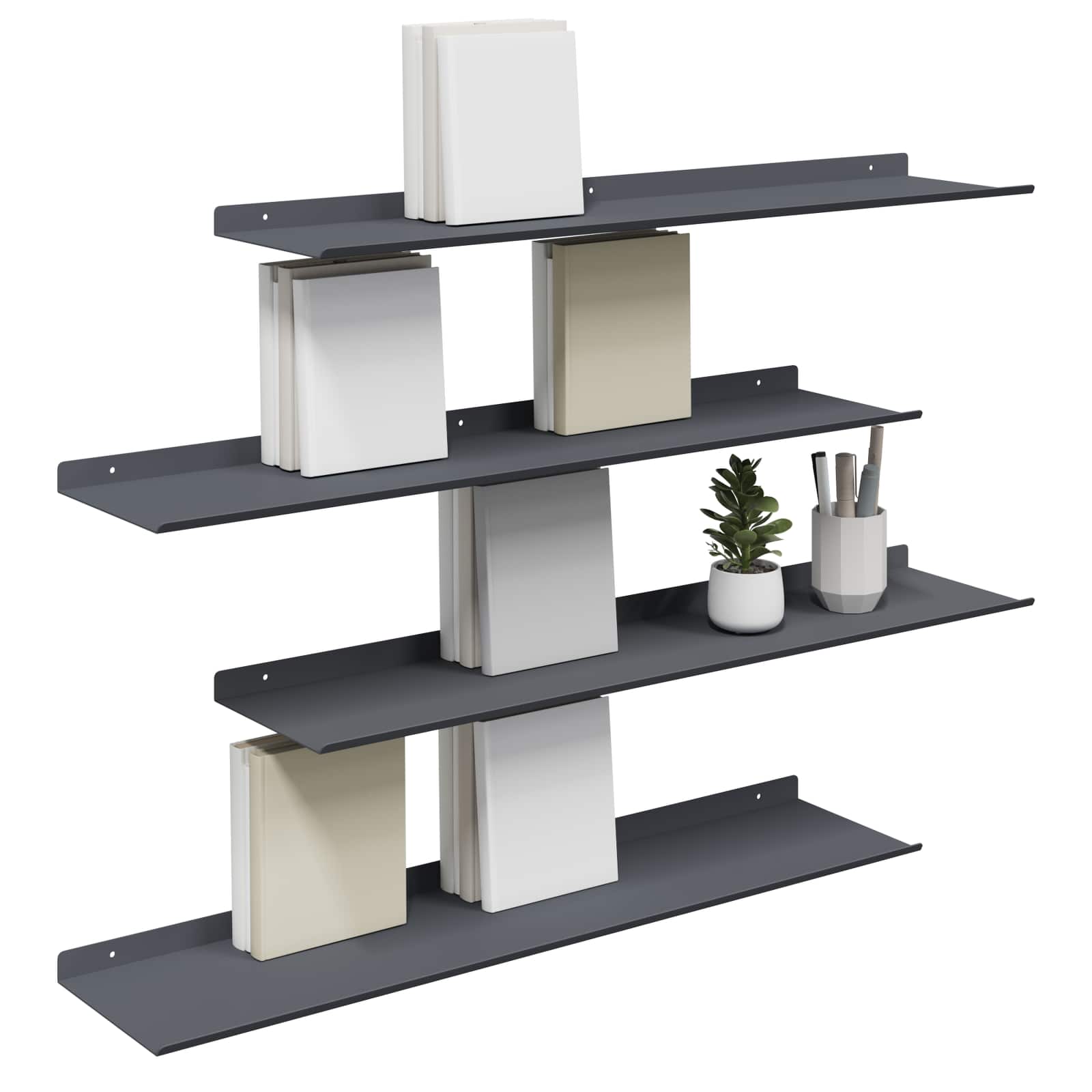 Drijvende plank 4 pcs Antraciet 80 x 18 x 2,5 cm Staal is nu te koop bij PeponiXL, paradijselijk wonen!