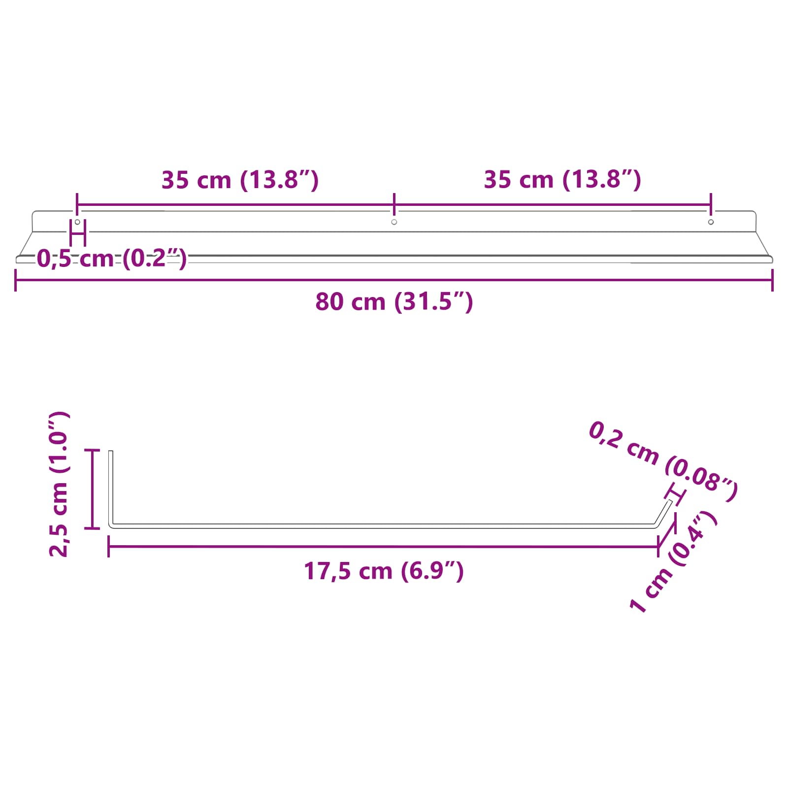 Drijvende plank 2 pcs Mosterdgeel 80 x 18 x 2,5 cm Staal is nu te koop bij PeponiXL, paradijselijk wonen!