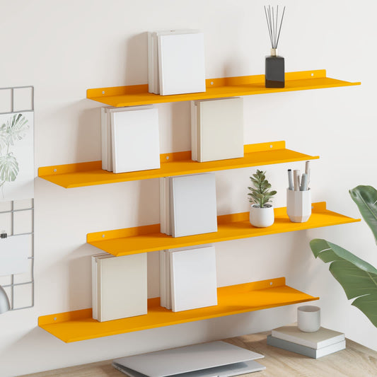Drijvende plank 4 pcs Mosterdgeel 80 x 18 x 2,5 cm Staal is nu te koop bij PeponiXL, paradijselijk wonen!