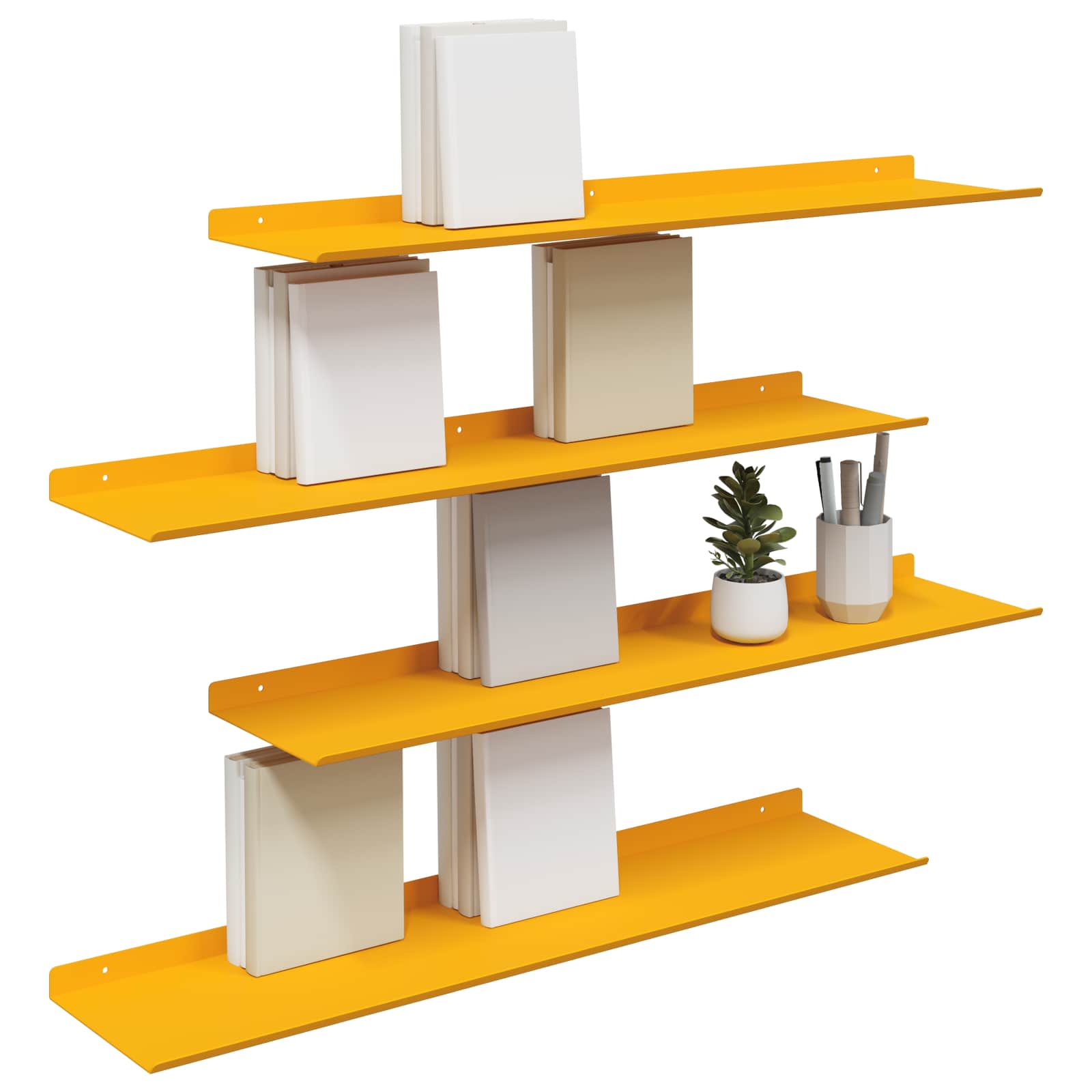Drijvende plank 4 pcs Mosterdgeel 80 x 18 x 2,5 cm Staal is nu te koop bij PeponiXL, paradijselijk wonen!