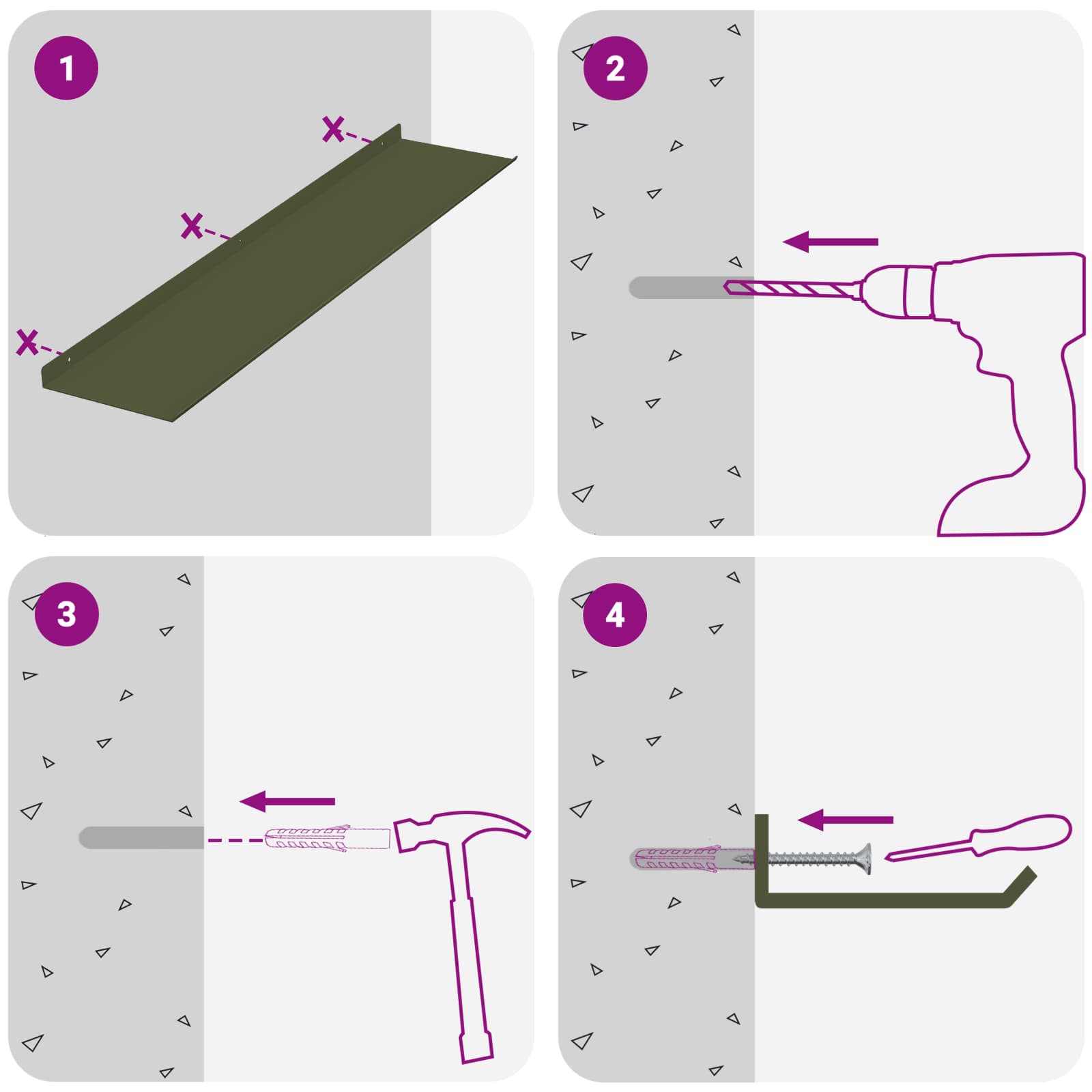 Drijvende plank 4 pcs Olijf Groen 80 x 18 x 2,5 cm Staal is nu te koop bij PeponiXL, paradijselijk wonen!