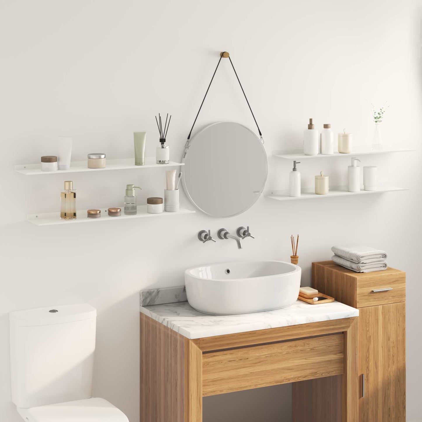 Drijvende plank Wandgemonteerd 4 pcs Wit 80 x 18 x 2,5 cm Staal is nu te koop bij PeponiXL, paradijselijk wonen!