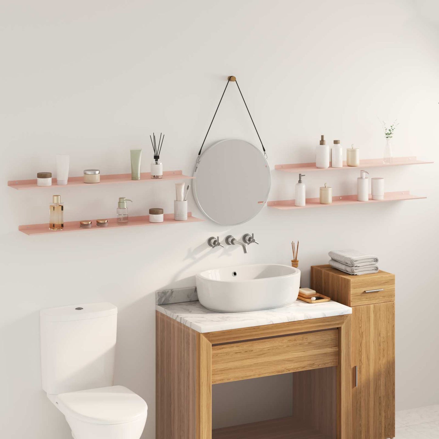 Drijvende plank 4 pcs Roze 100 x 18 x 2,5 cm Staal is nu te koop bij PeponiXL, paradijselijk wonen!
