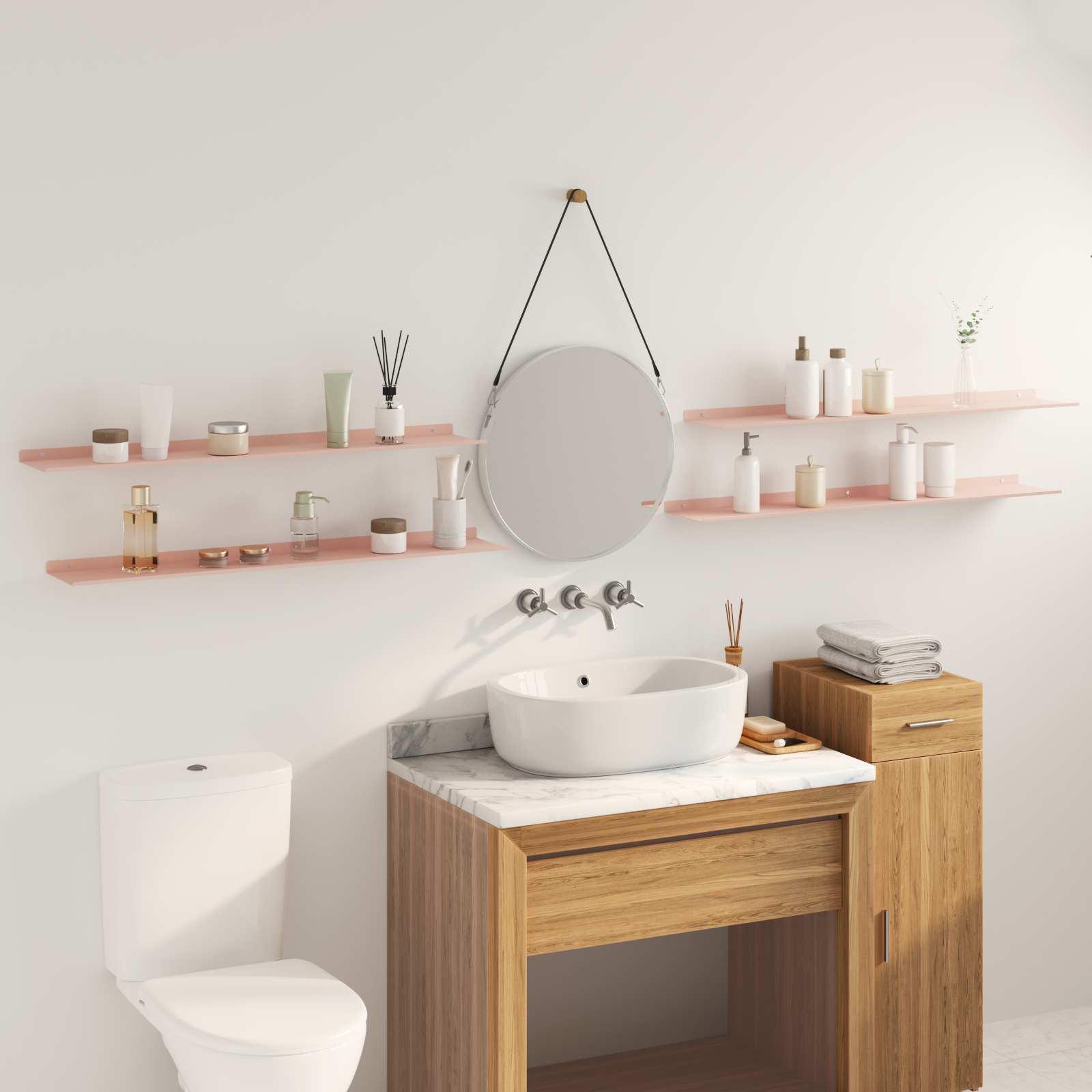 Drijvende plank 4 pcs Roze 100 x 18 x 2,5 cm Staal is nu te koop bij PeponiXL, paradijselijk wonen!