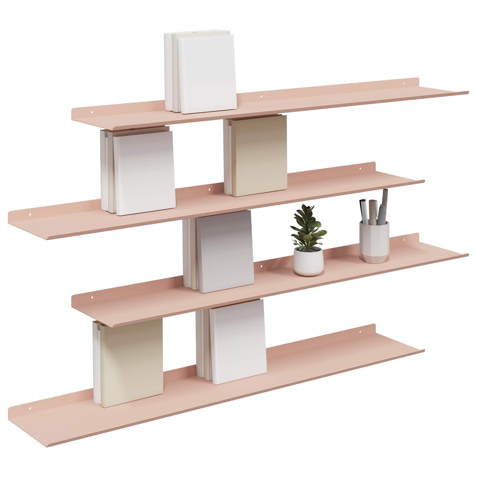 Drijvende plank 4 pcs Roze 100 x 18 x 2,5 cm Staal is nu te koop bij PeponiXL, paradijselijk wonen!