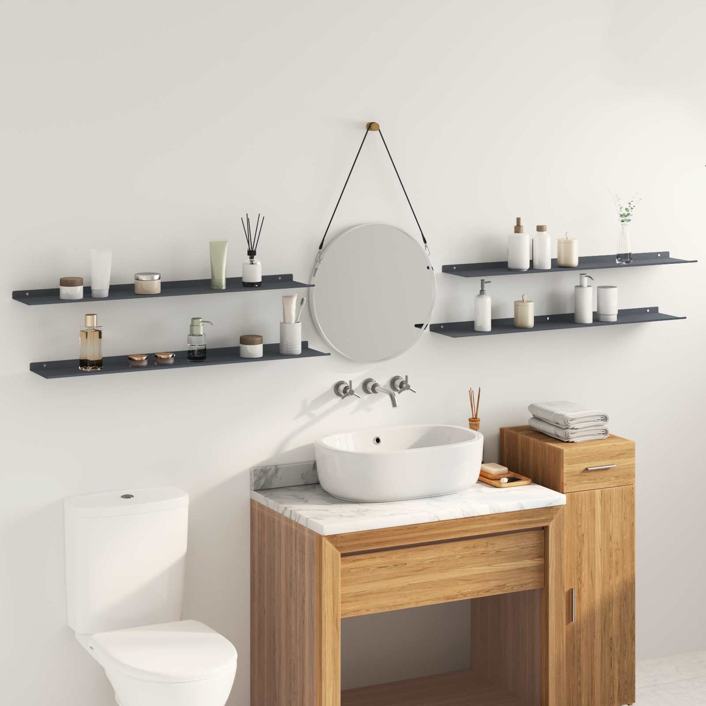 Drijvende plank 4 pcs Antraciet 100 x 18 x 2,5 cm Staal is nu te koop bij PeponiXL, paradijselijk wonen!