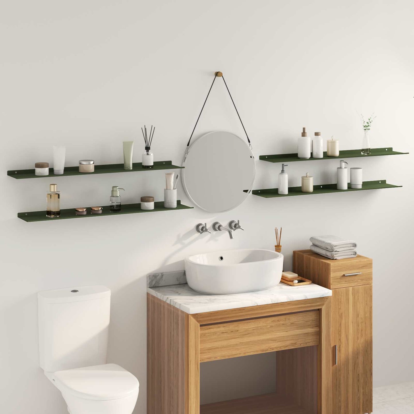 Drijvende plank 4 pcs Olijf Groen 100 x 18 x 2,5 cm Staal is nu te koop bij PeponiXL, paradijselijk wonen!