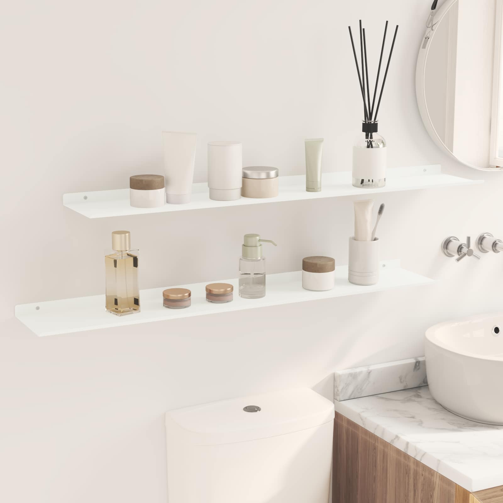 Drijvende plank 2 pcs Wit 100 x 18 x 2,5 cm Staal is nu te koop bij PeponiXL, paradijselijk wonen!