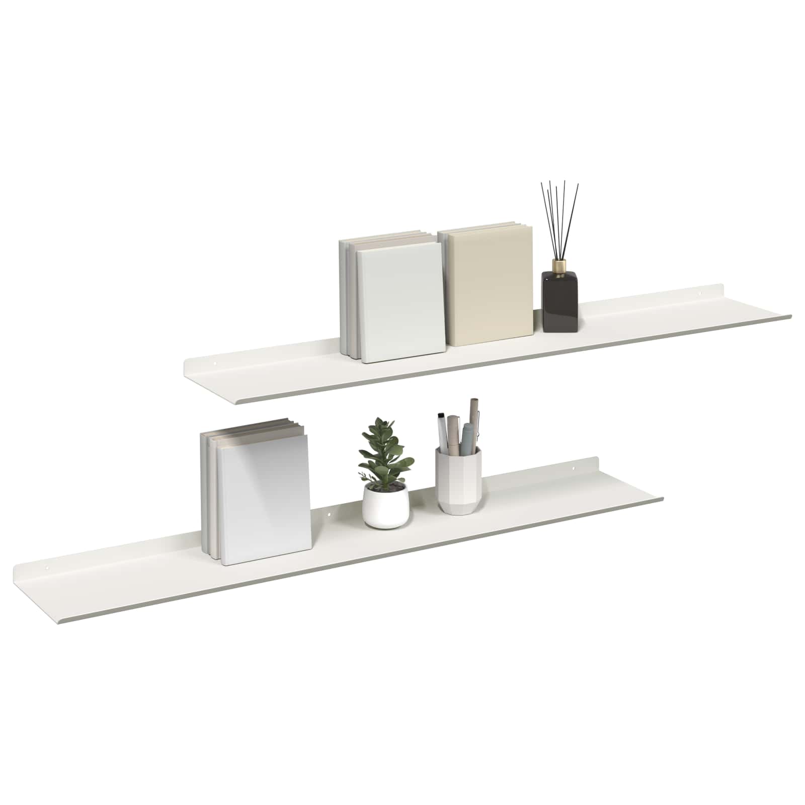 Drijvende plank 2 pcs Wit 100 x 18 x 2,5 cm Staal is nu te koop bij PeponiXL, paradijselijk wonen!