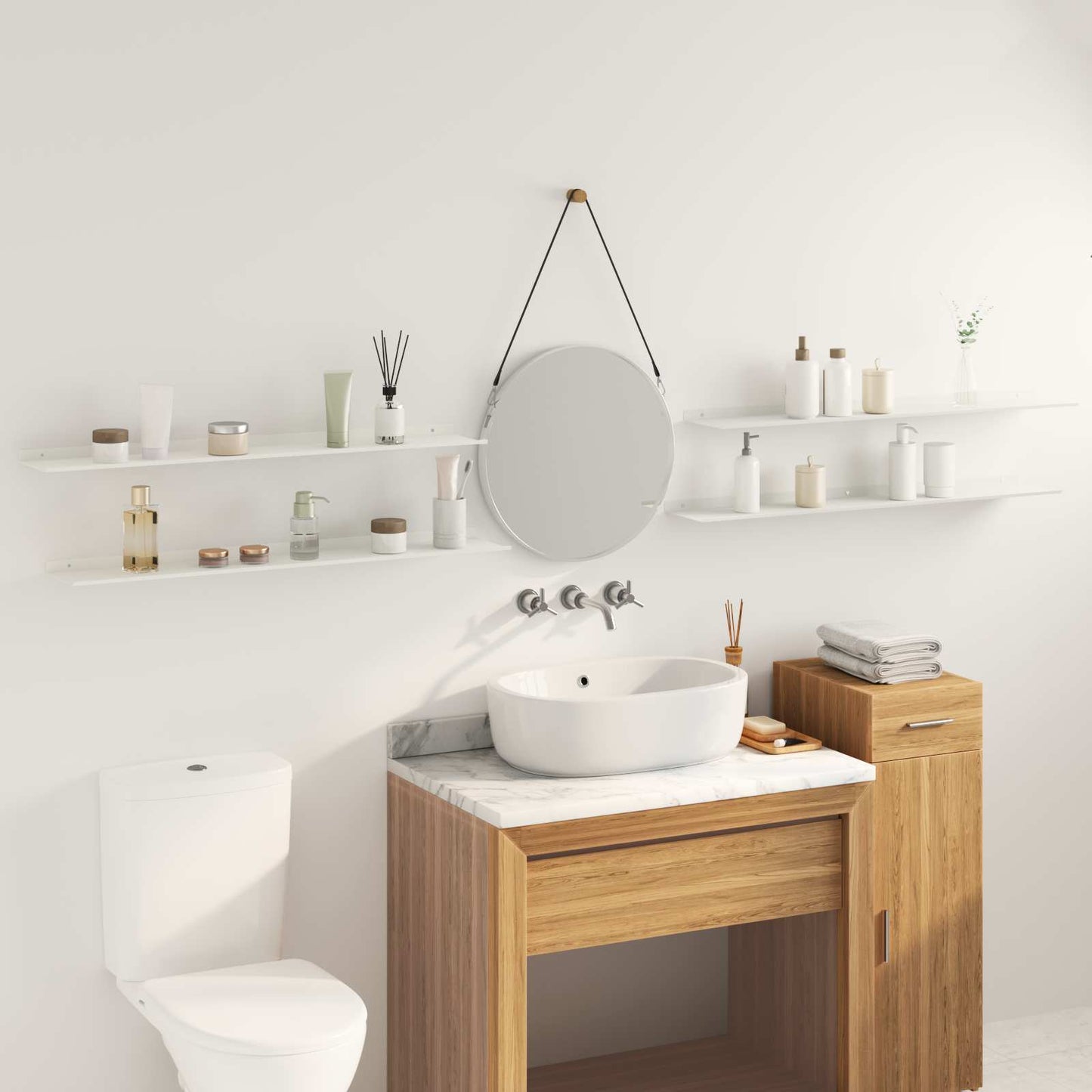 Drijvende plank 4 pcs Wit 100 x 18 x 2,5 cm Staal is nu te koop bij PeponiXL, paradijselijk wonen!