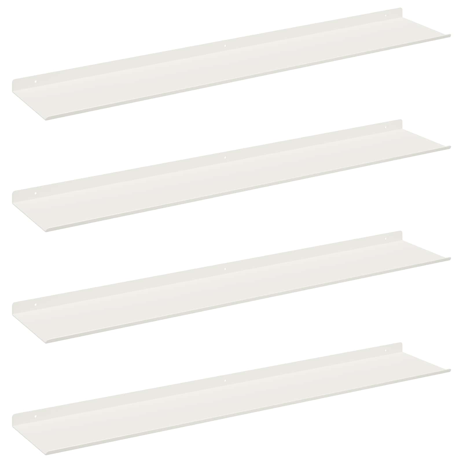 Drijvende plank 4 pcs Wit 100 x 18 x 2,5 cm Staal is nu te koop bij PeponiXL, paradijselijk wonen!