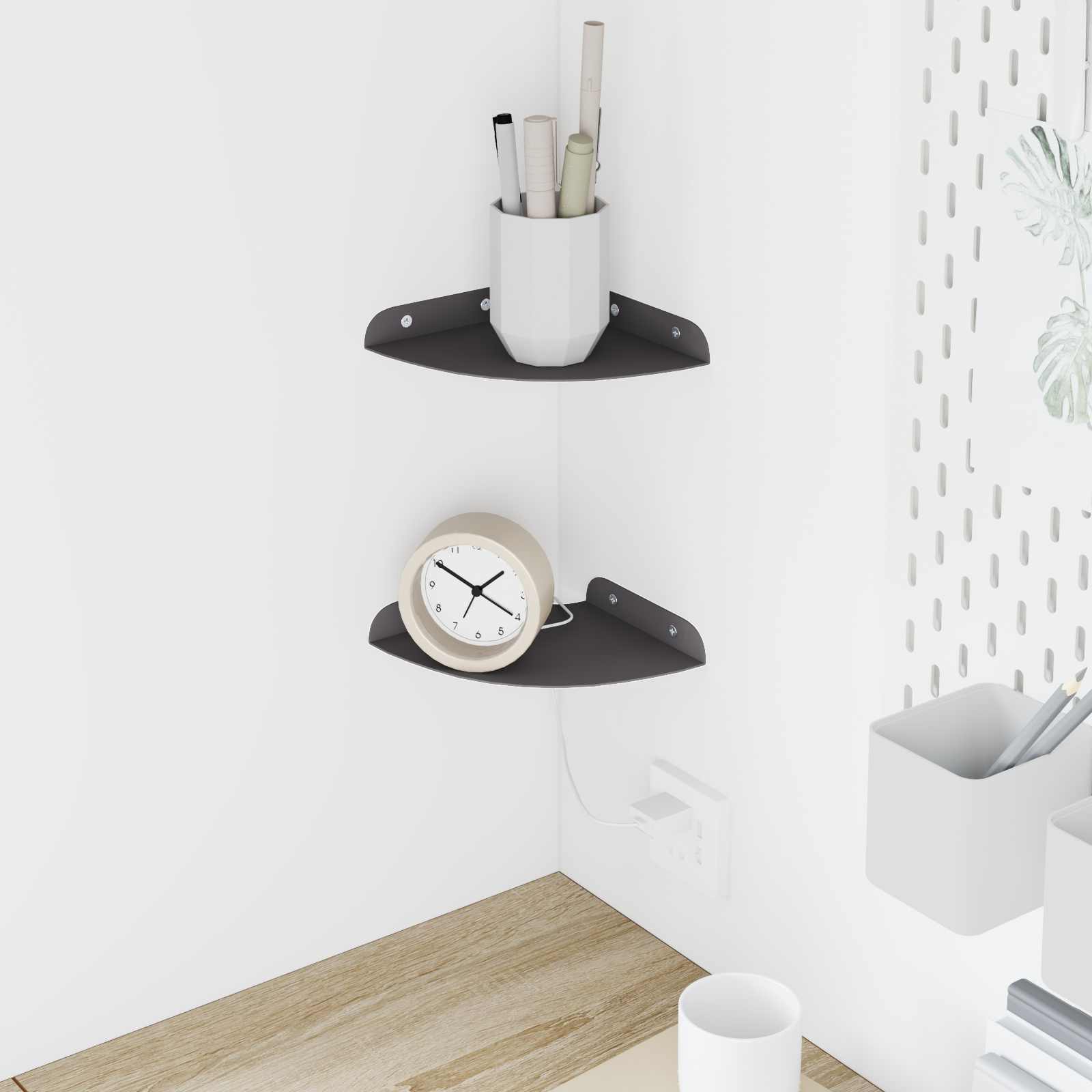Drijvende plank met plank met opslag 2 pcs Zwart 15 x 15 x 2 cm is nu te koop bij PeponiXL, paradijselijk wonen!