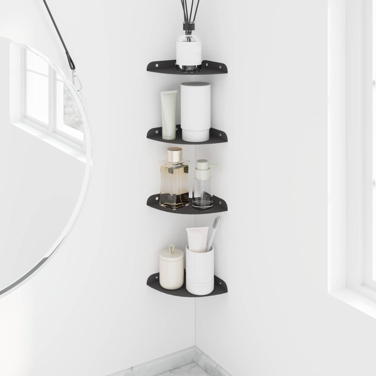Drijvende plank met plank met opslag 4 pcs Zwart 15 x 15 x 2 cm is nu te koop bij PeponiXL, paradijselijk wonen!