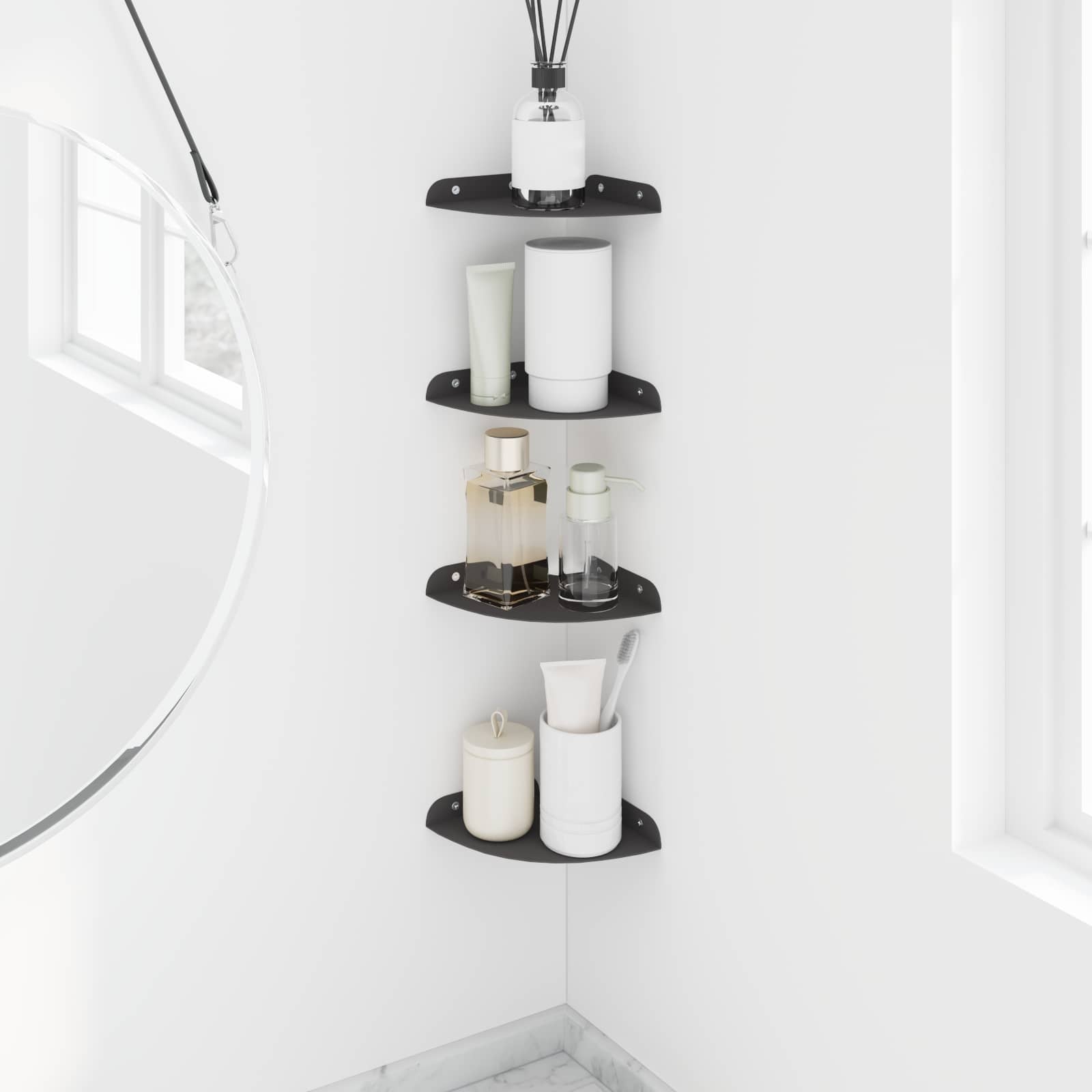 Drijvende plank met plank met opslag 4 pcs Zwart 15 x 15 x 2 cm is nu te koop bij PeponiXL, paradijselijk wonen!