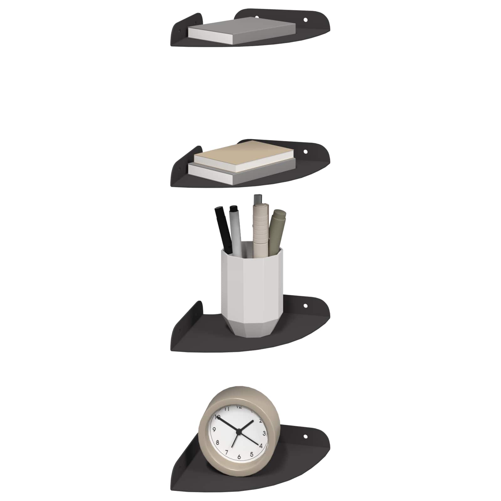 Drijvende plank met plank met opslag 4 pcs Zwart 15 x 15 x 2 cm is nu te koop bij PeponiXL, paradijselijk wonen!