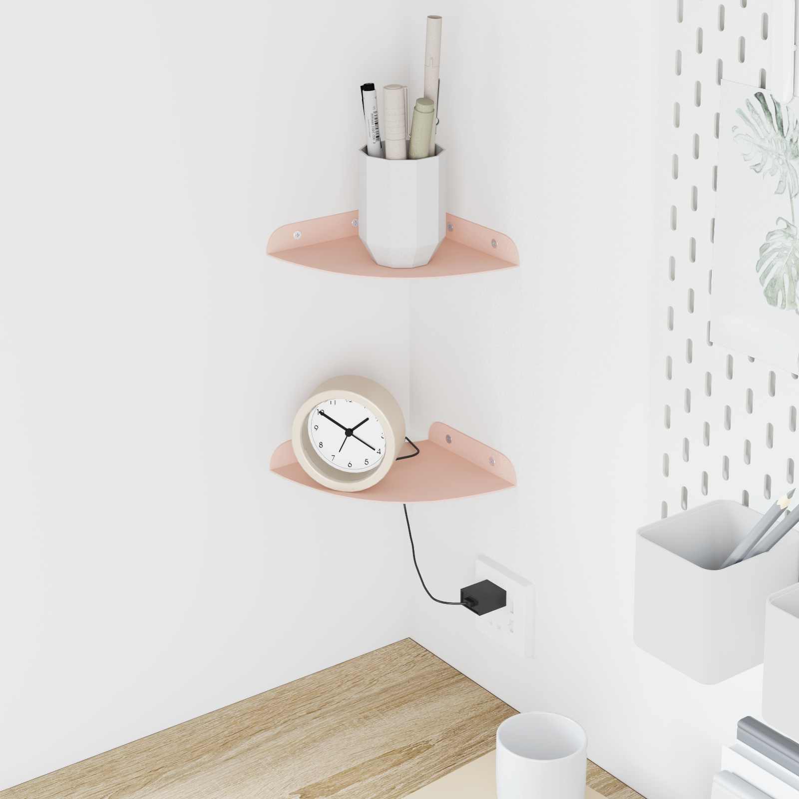 Drijvende plank met plank met opslag 2 pcs Roze 15 x 15 x 2 cm is nu te koop bij PeponiXL, paradijselijk wonen!