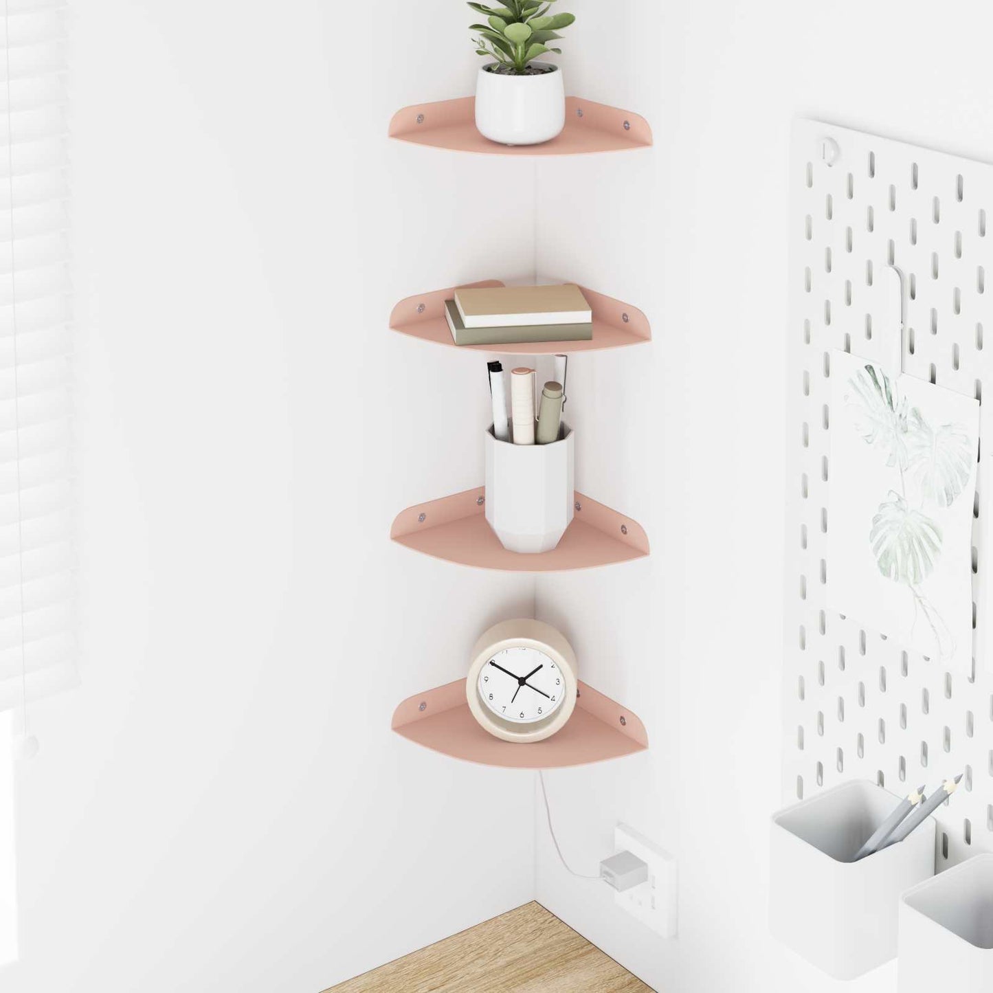 Drijvende plank met plank met opslag 4 pcs Roze 15 x 15 x 2 cm is nu te koop bij PeponiXL, paradijselijk wonen!