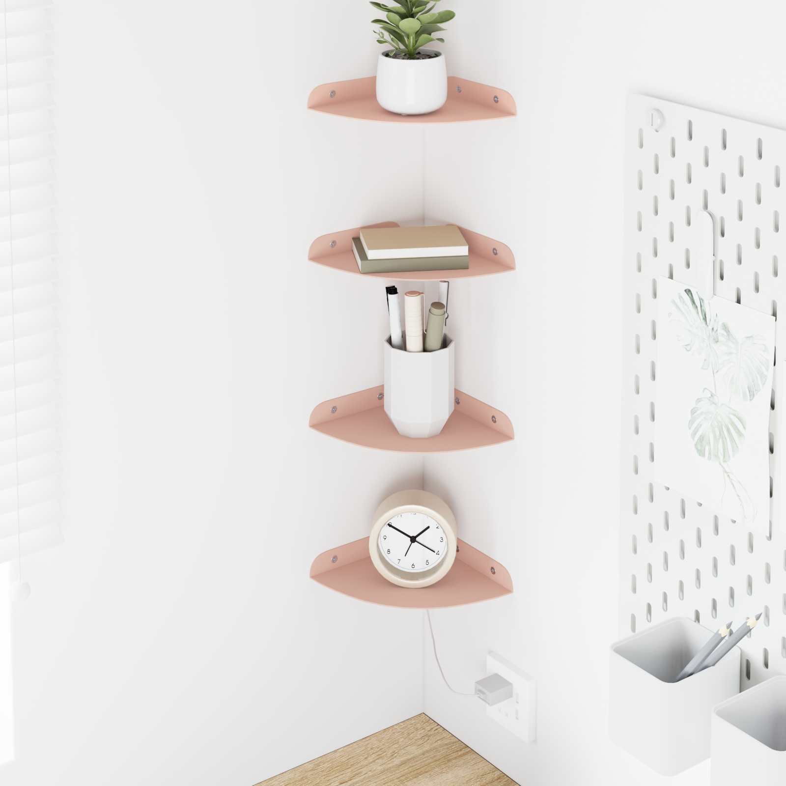 Drijvende plank met plank met opslag 4 pcs Roze 15 x 15 x 2 cm is nu te koop bij PeponiXL, paradijselijk wonen!