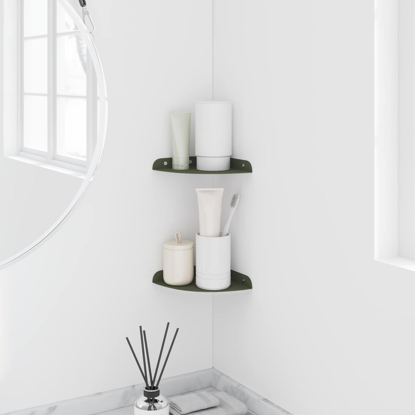 Drijvende plank met plank 2 pcs Olijf Groen 15 x 15 x 2 cm is nu te koop bij PeponiXL, paradijselijk wonen!
