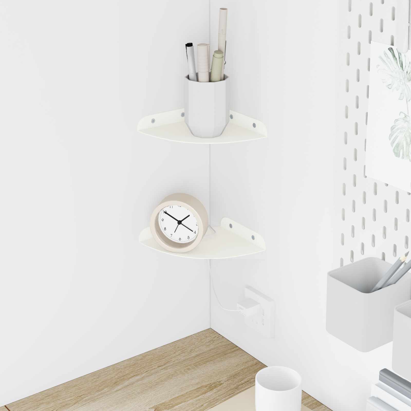 Drijvende plank met plank met opslag 2 pcs Wit 15 x 15 x 2 cm is nu te koop bij PeponiXL, paradijselijk wonen!