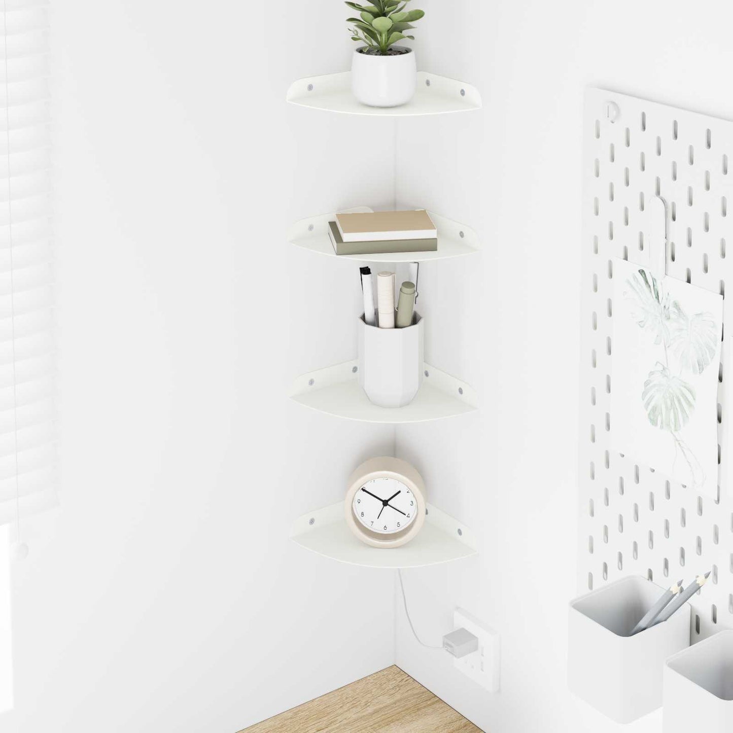 Drijvende plank met plank met opslag 4 pcs Wit 15 x 15 x 2 cm is nu te koop bij PeponiXL, paradijselijk wonen!