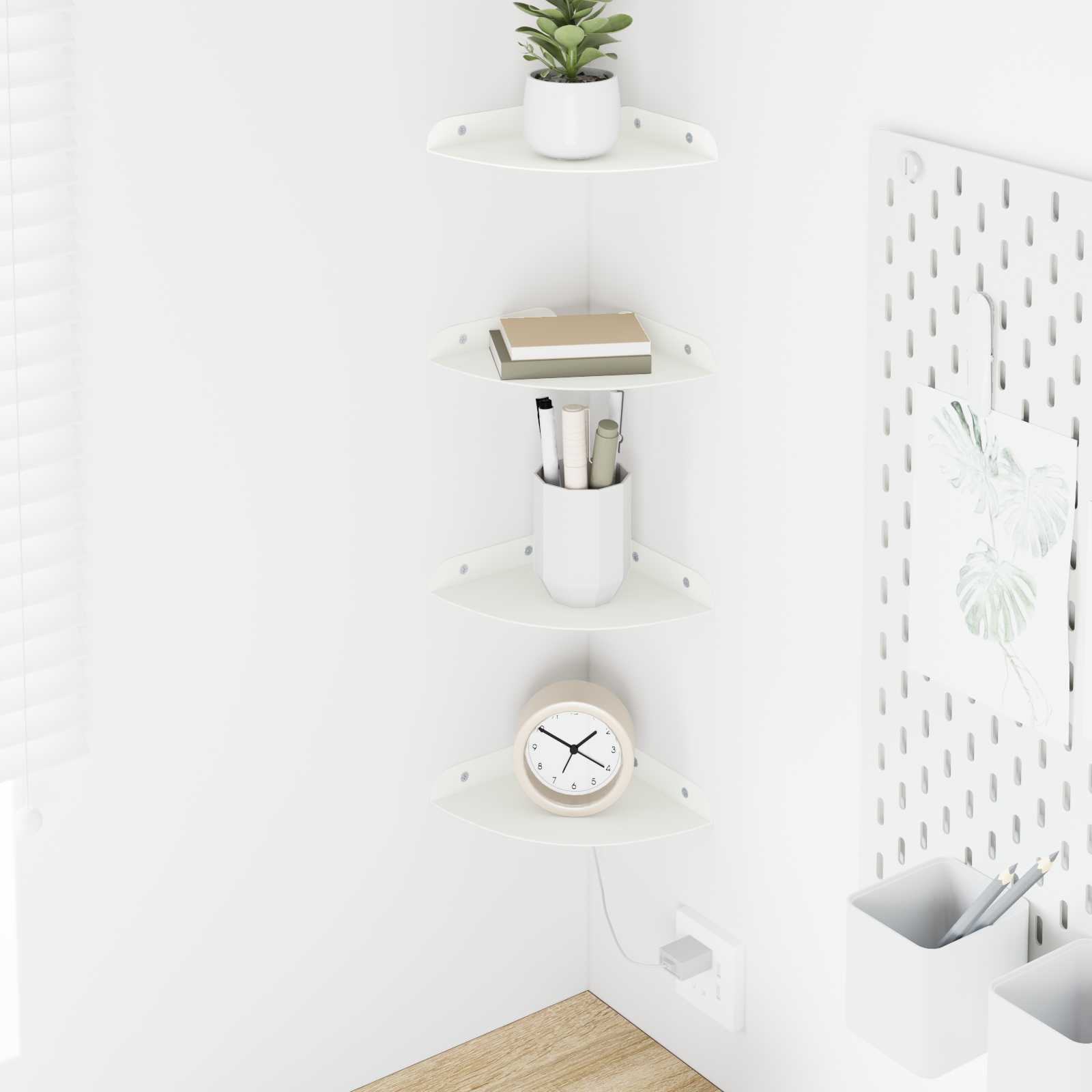 Drijvende plank met plank met opslag 4 pcs Wit 15 x 15 x 2 cm is nu te koop bij PeponiXL, paradijselijk wonen!
