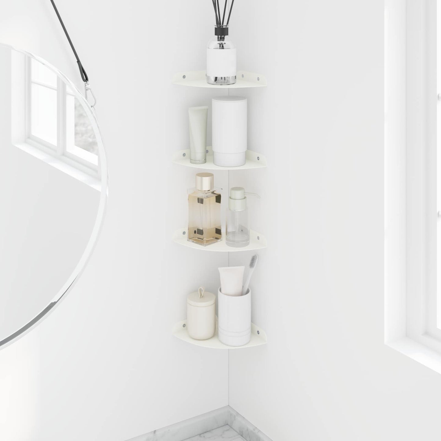 Drijvende plank met plank met opslag 4 pcs Wit 15 x 15 x 2 cm is nu te koop bij PeponiXL, paradijselijk wonen!