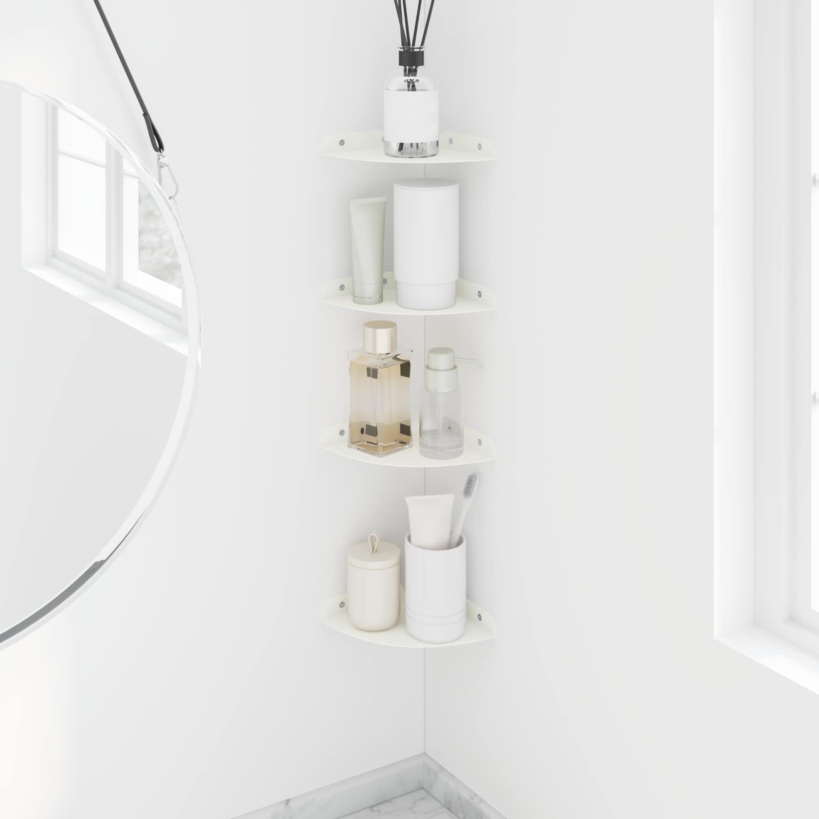 Drijvende plank met plank met opslag 4 pcs Wit 15 x 15 x 2 cm is nu te koop bij PeponiXL, paradijselijk wonen!