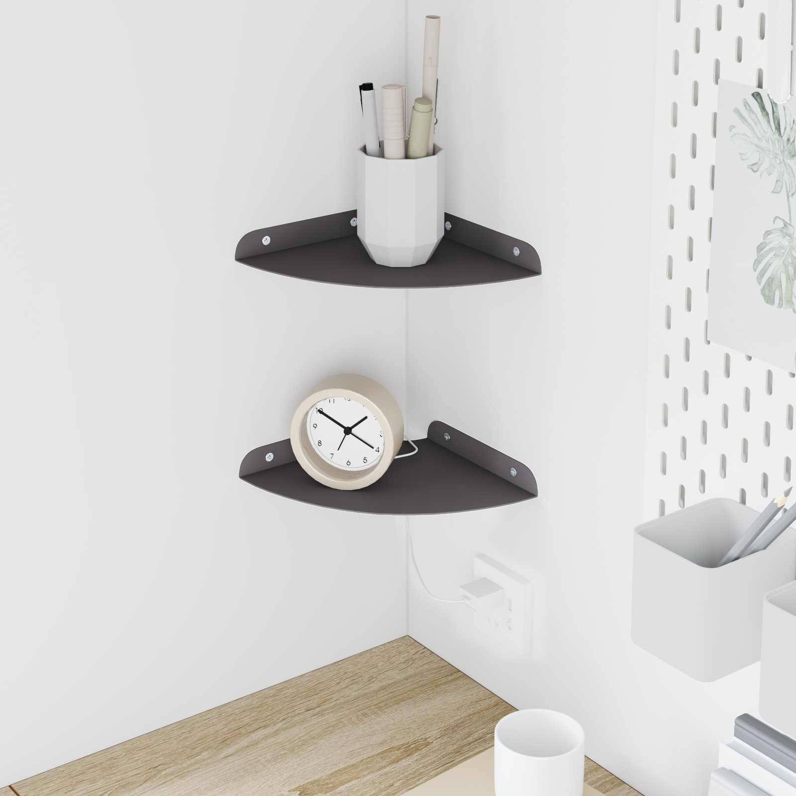 Drijvende plank met plank met opslag 2 pcs Zwart 18 x 18 x 2 cm is nu te koop bij PeponiXL, paradijselijk wonen!