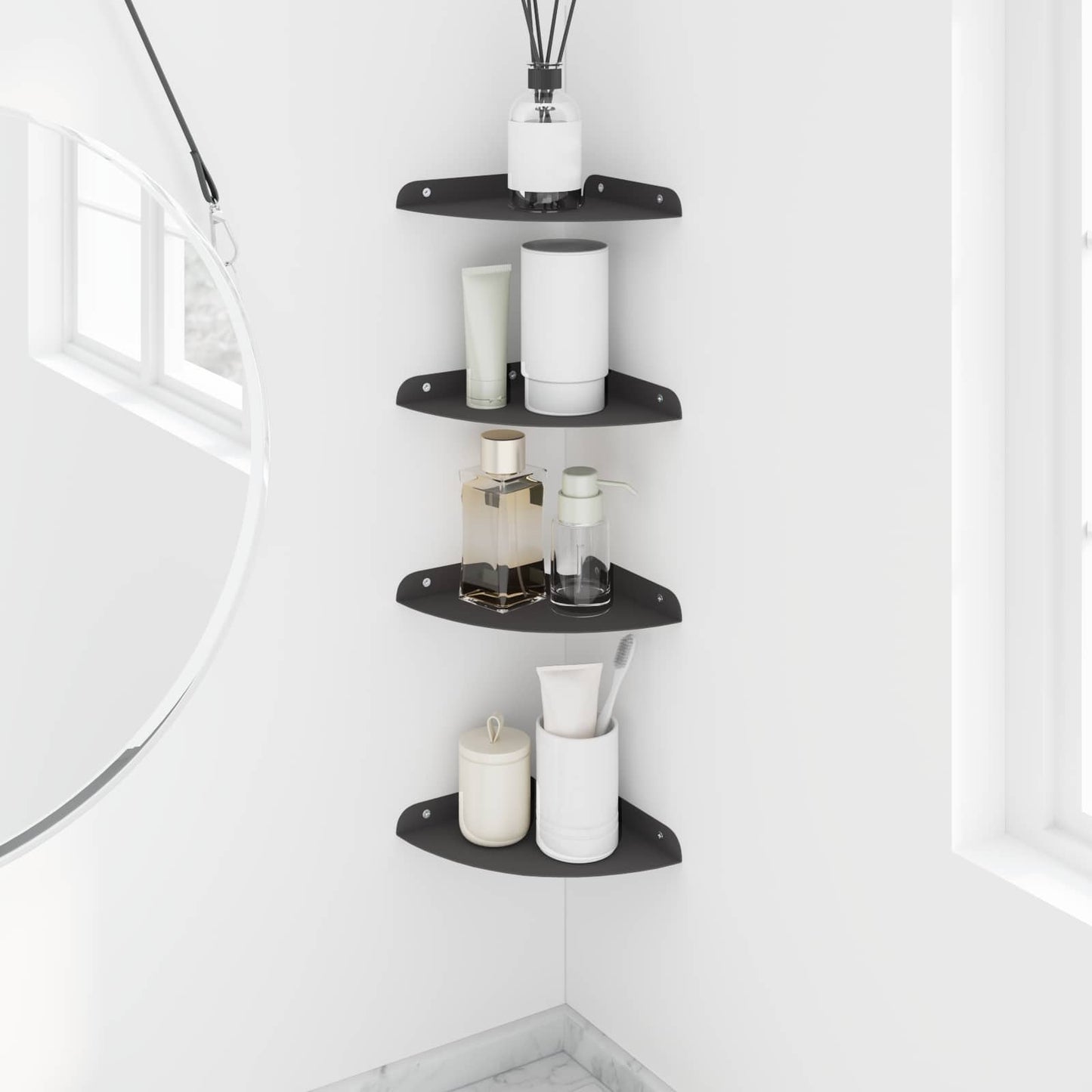 Drijvende plank met plank met opslag 4 pcs Zwart 18 x 18 x 2 cm is nu te koop bij PeponiXL, paradijselijk wonen!