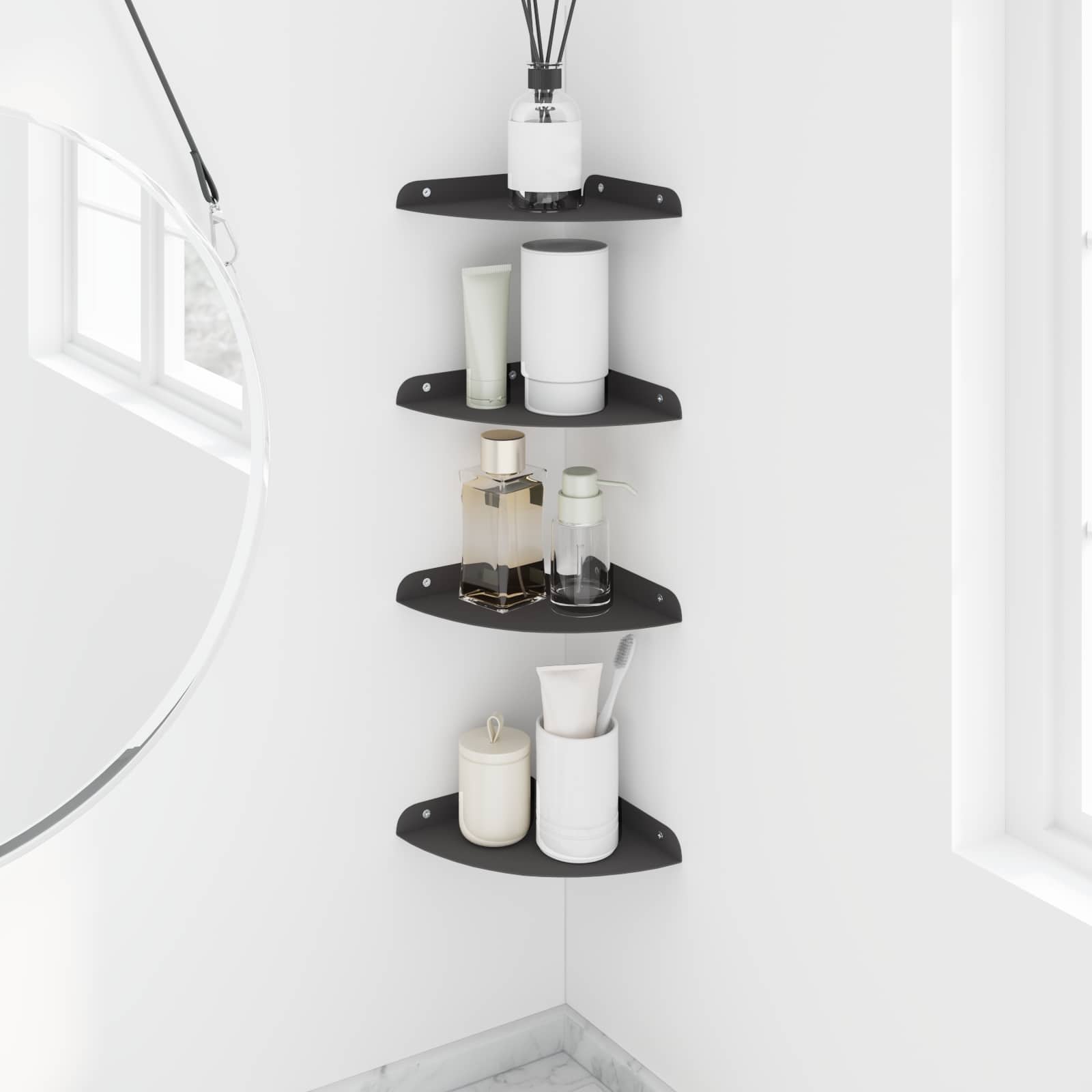 Drijvende plank met plank met opslag 4 pcs Zwart 18 x 18 x 2 cm is nu te koop bij PeponiXL, paradijselijk wonen!